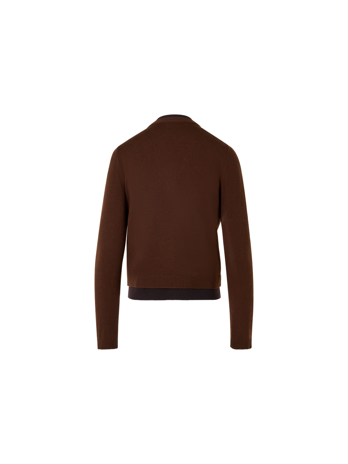 Designer Wolle-Kaschmir Cardigan mit Trompe-l'Oeil V-Einsatz - Braun