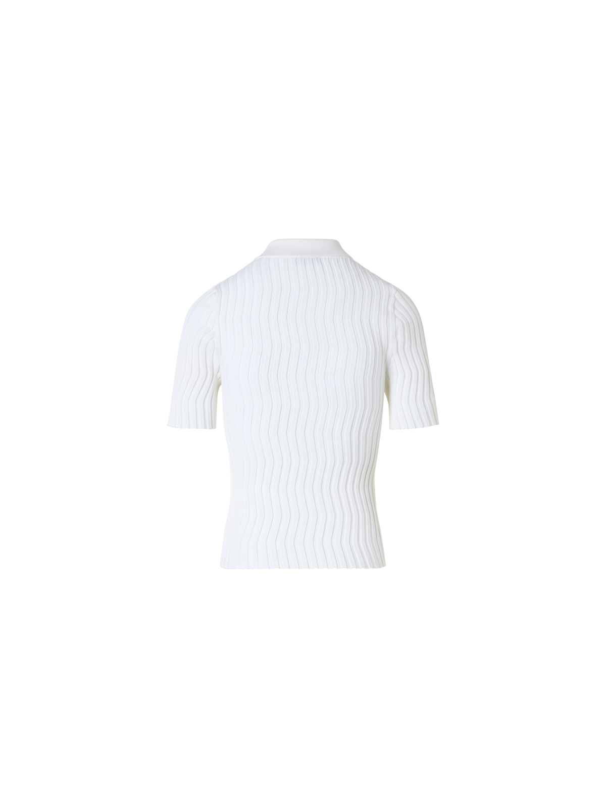 Designer Tailliertes Strick-Polo aus Stretch-Baumwollseide - Ecru