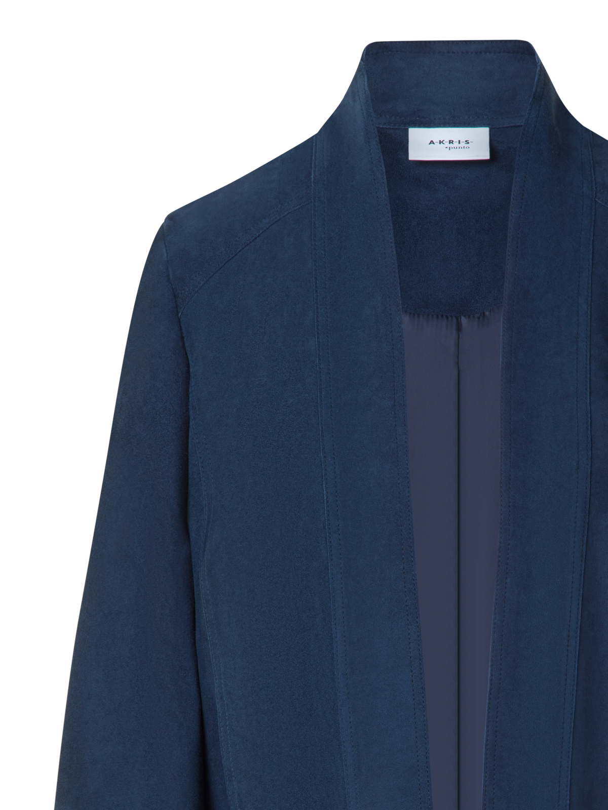 Designer Kurze Wildlederjacke mit V-Ausschnitt - Dunkelblau - Blau