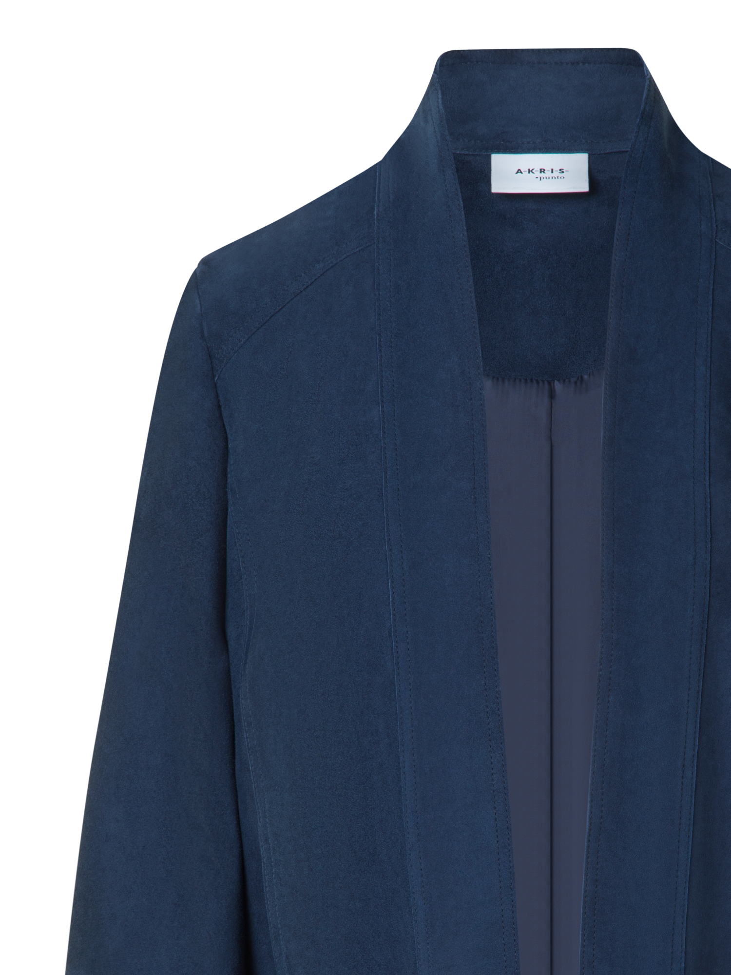 Designer Kurze Wildlederjacke mit V-Ausschnitt - Dunkelblau - Blau