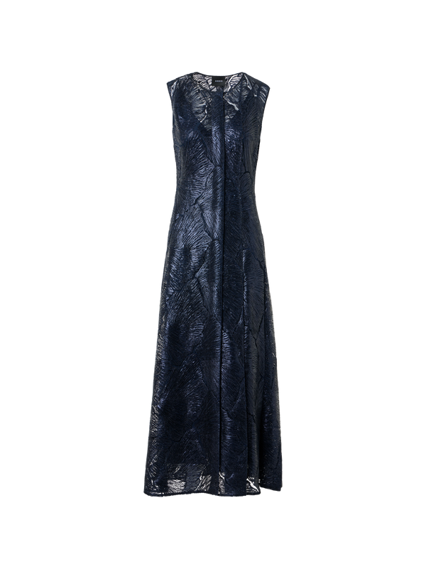Designer Lackiertes Midikleid aus Fächerspitze - Dunkelblau - Blau