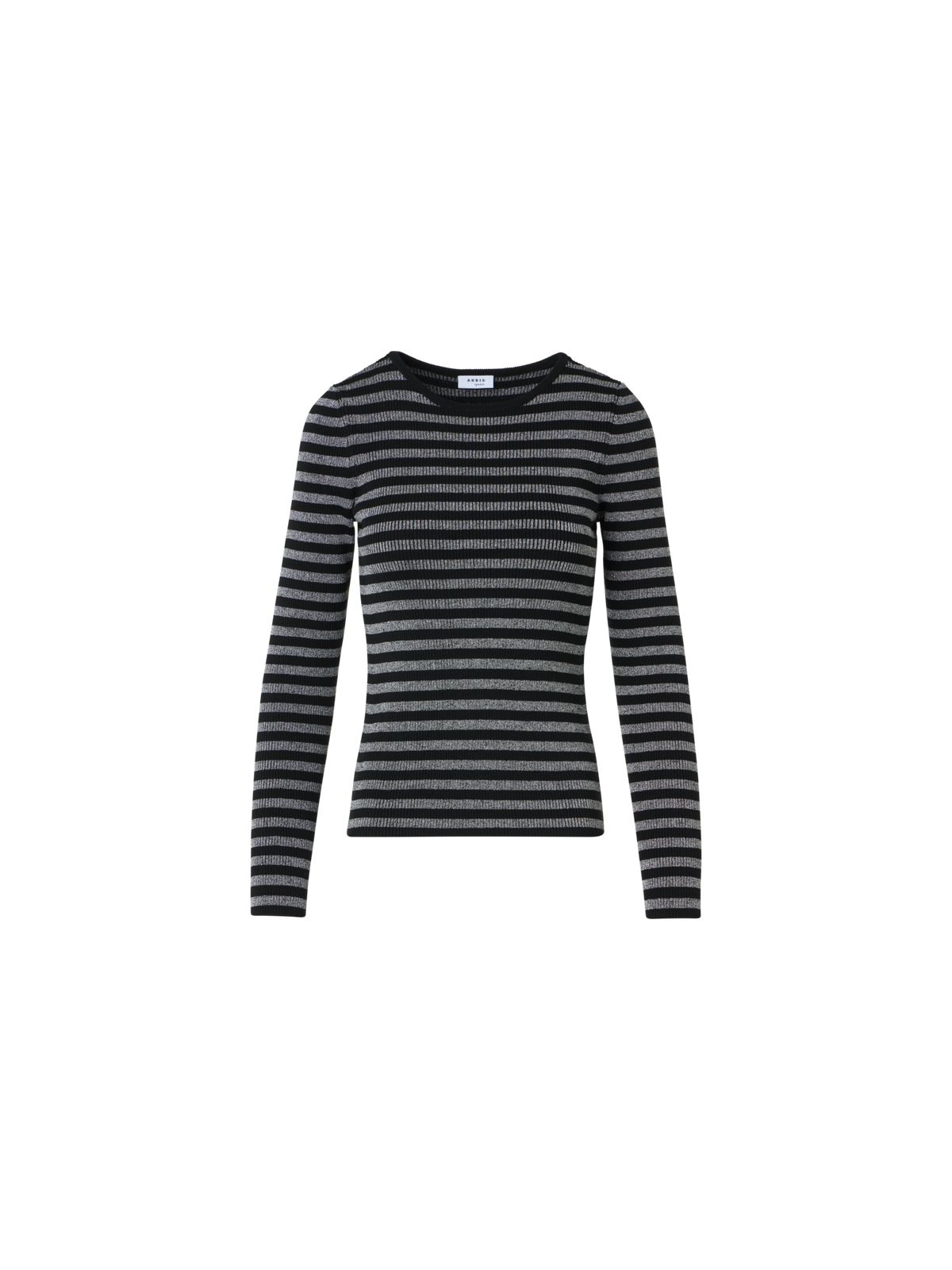 Designer Pullover aus Merinowolle mit metallischem Glanz - Schwarz - Silber