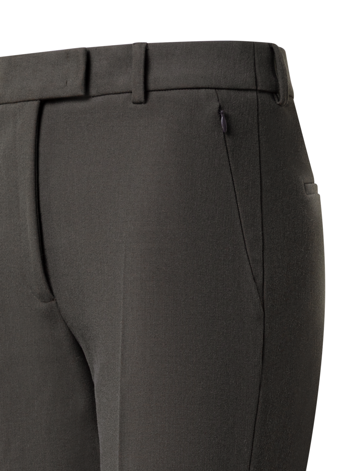 Designer Cropped Gerade Hose aus Lyocell-Woll-Stretch - Grün