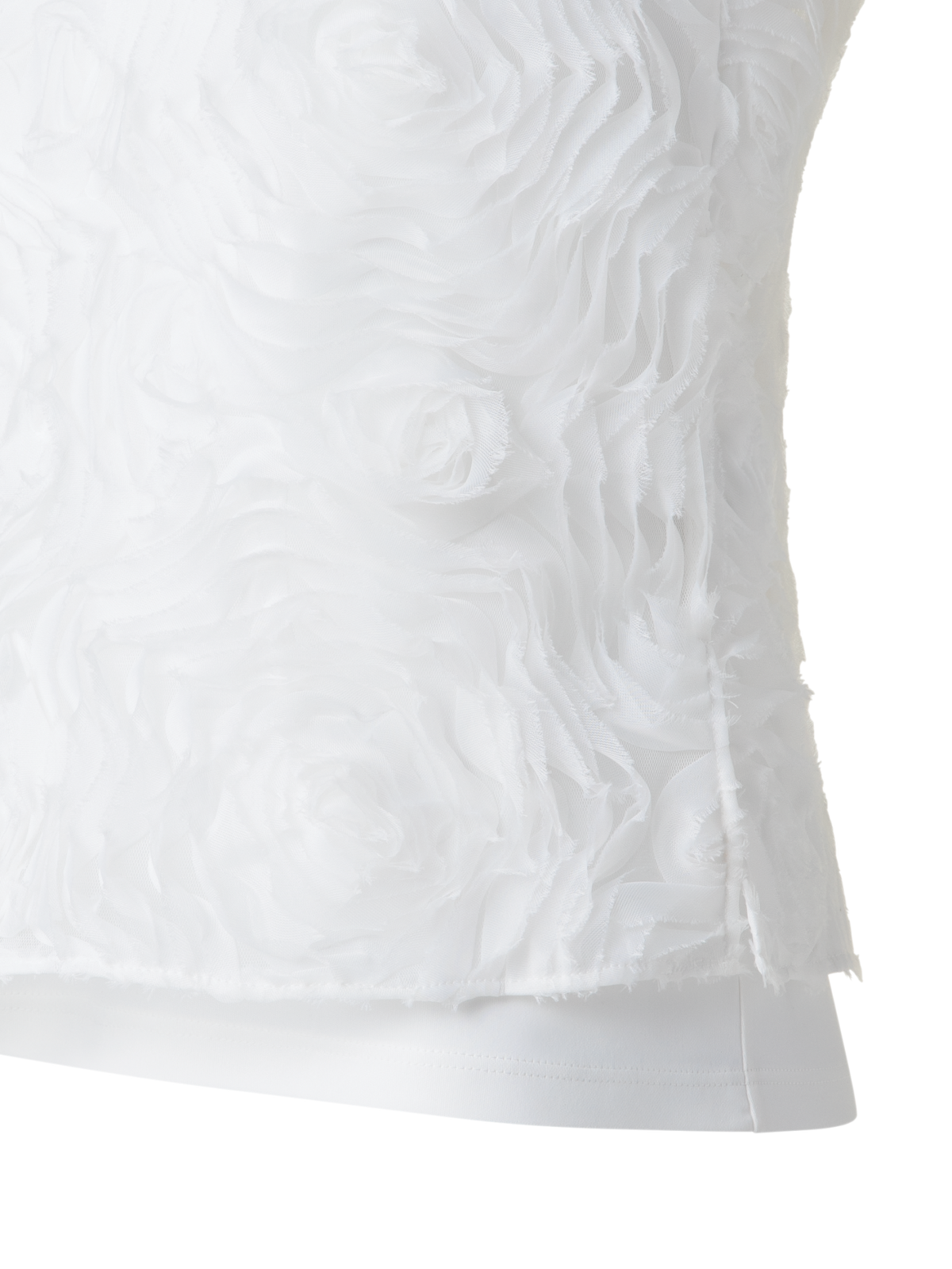 Designer Ärmellose Bluse mit 3D Carnation Stickerei - Ecru - Weiss