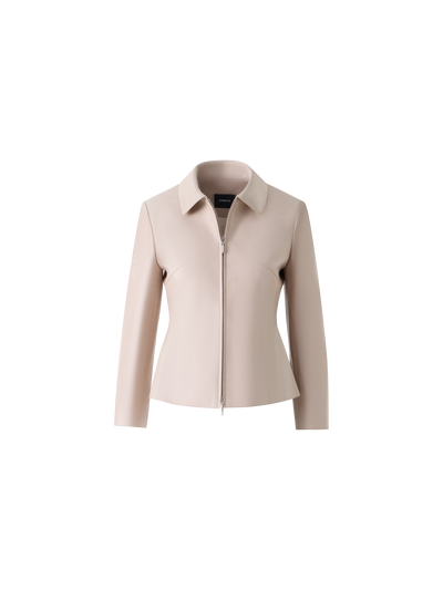 Designer Hecate kurze taillierte Lederjacke - Beige