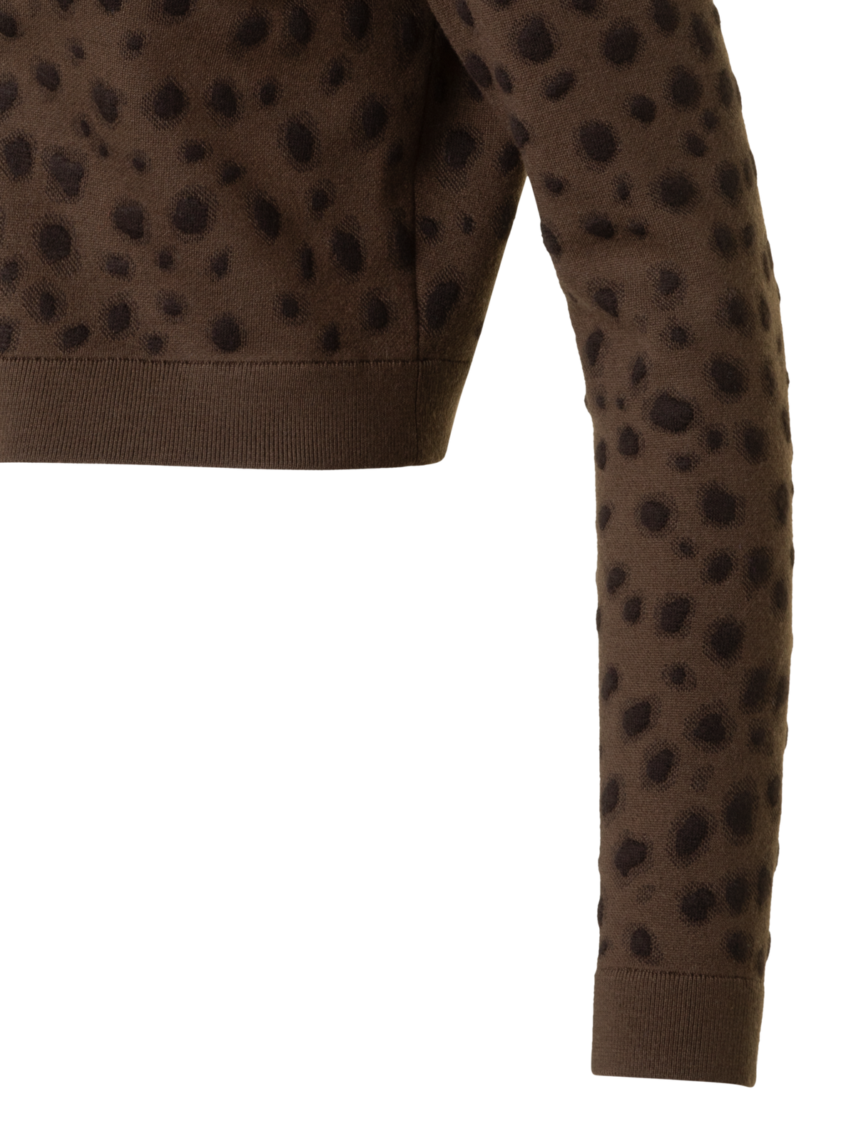 Designer Kurzer Strickcardigan im Leopard Jacquard - Braun