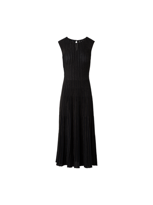 Designer Strickkleid mit goldenen Lurex-Streifen - Schwarz - Gold