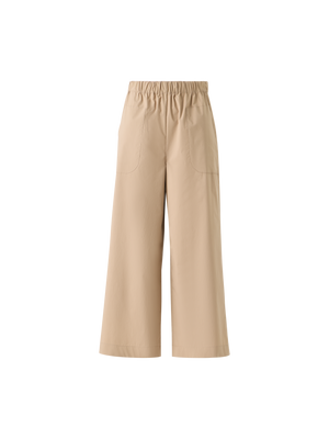 Designer Frey Cropped-Baumwoll-Culotte mit elastischem Bund - Beige