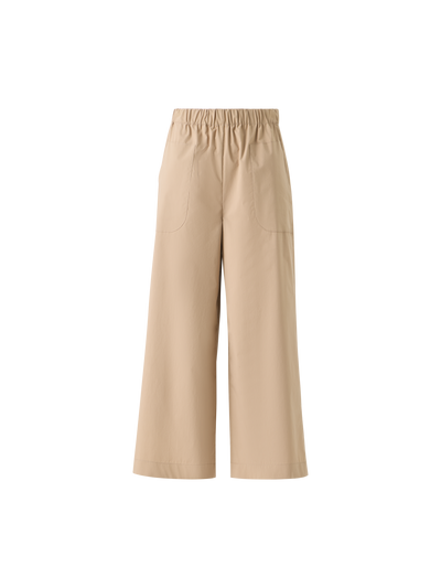 Designer Frey Cropped-Baumwoll-Culotte mit elastischem Bund - Beige