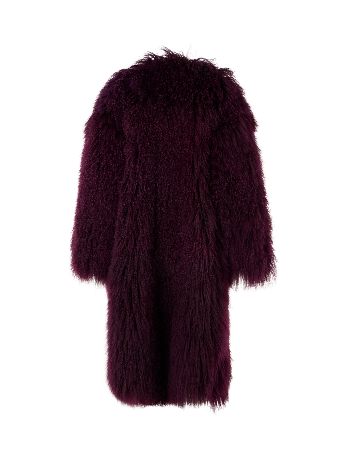 Designer Oversize-Mantel aus langhaarigem Lamm-Shearling - Rot - Violett