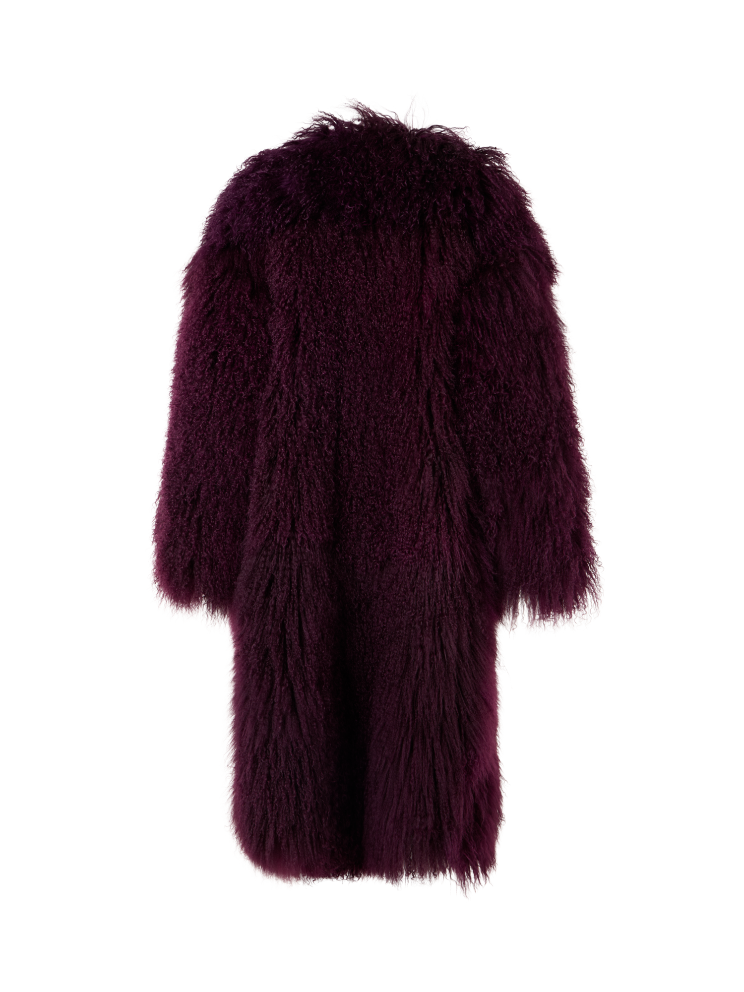 Designer Oversize-Mantel aus langhaarigem Lamm-Shearling - Rot - Violett