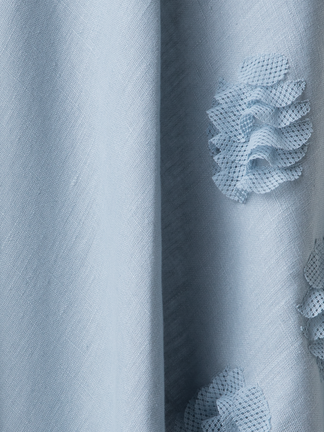 Designer Midirock aus Leinen mit 3D Carnation Detail - Blau