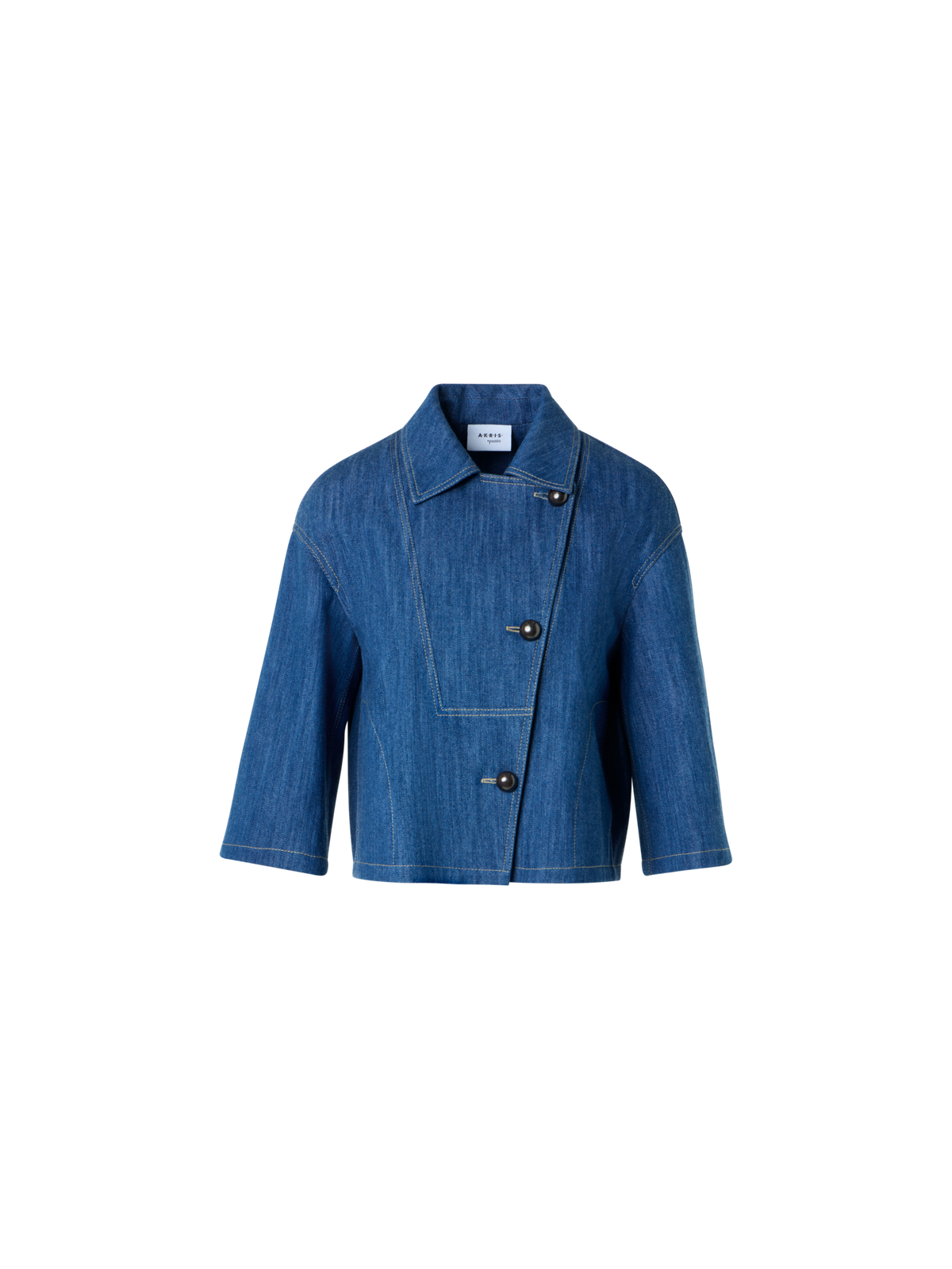 Designer Asymmetrische kastige Cropped-Denim-Jacke - Blau