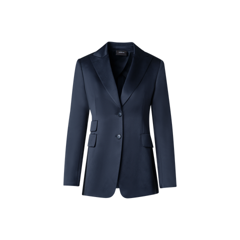 Lange Blazer-Jacke aus Seiden-Gabardine