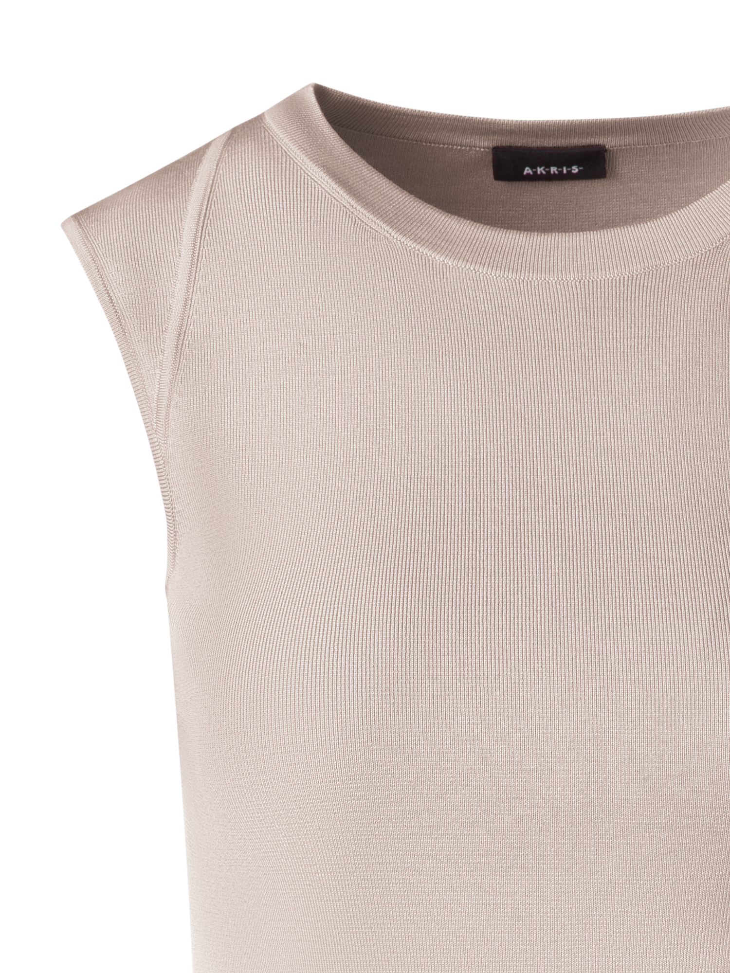 Designer Ärmelloses Stricktop aus Stretch-Seide - Beige - Ecru