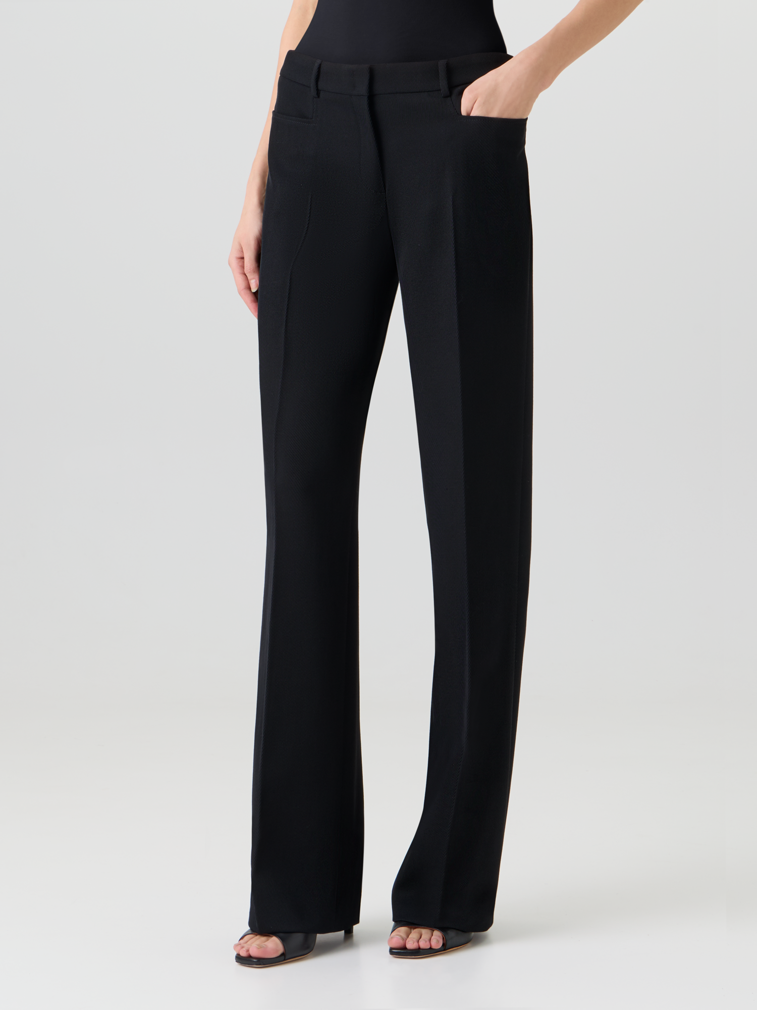 Designer Mikka Straight-Leg Hose aus Woll-Tricotine - Schwarz 