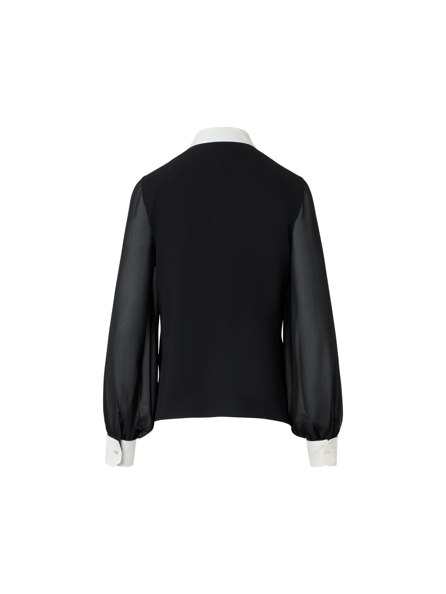 Designer Seidenbluse mit abnehmbaren Manschetten - Schwarz