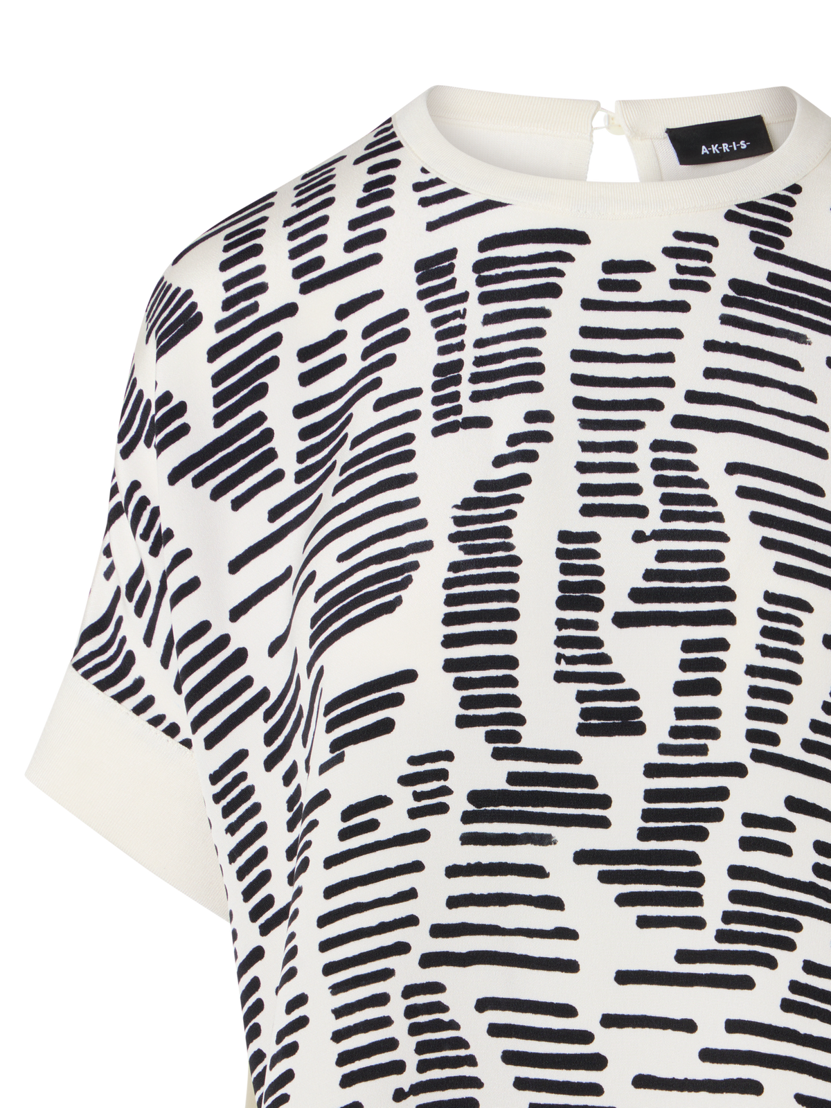 Designer Oversized Strick-Tunika mit Dance Movements Print - Ecru