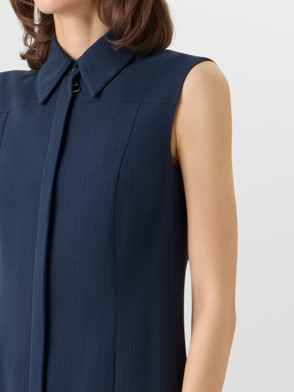 Designer Ärmelloses Midi-Hemdblusenkleid - Blau #editorial