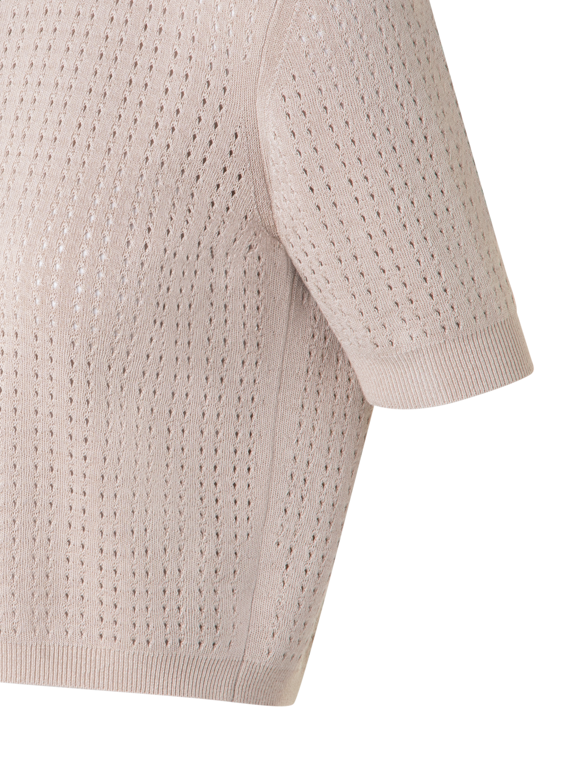 Designer Kurzärmeliger Cardigan aus Seiden-Baumwolle - Beige