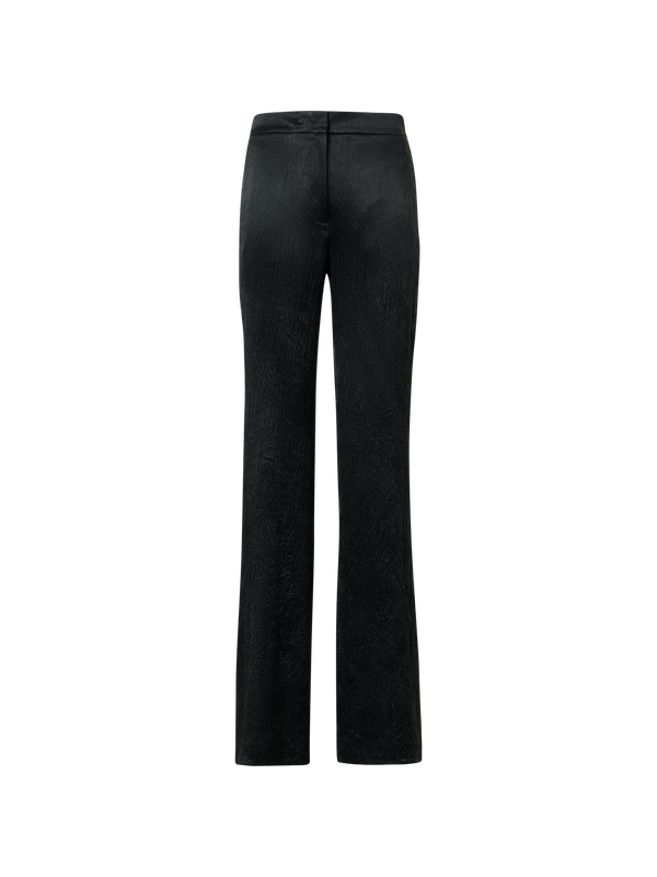 Designer Marla gerade Hose aus Knitter-Satin mit elastischem Bund - Schwarz