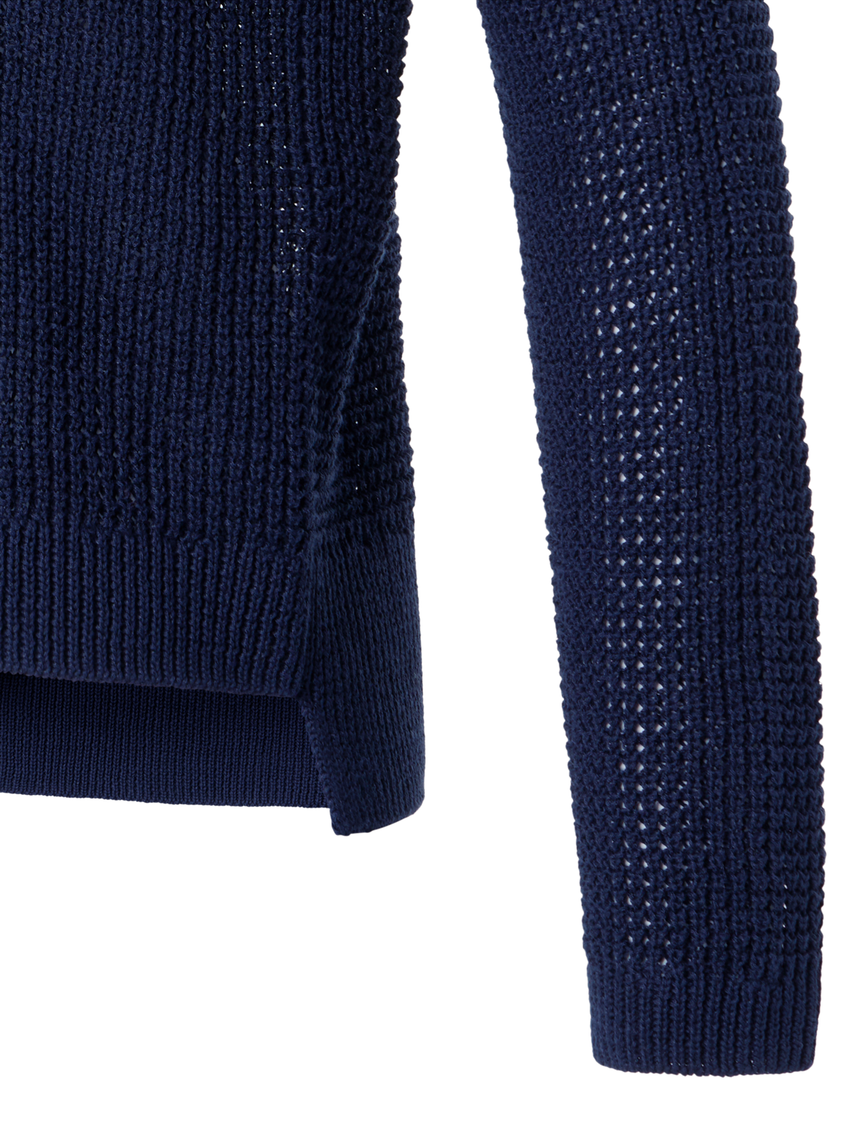 Designer Off-Shoulder-Pullover aus Leinen-Baumwolle mit V-Ausschnitt - Dunkelblau - Blau
