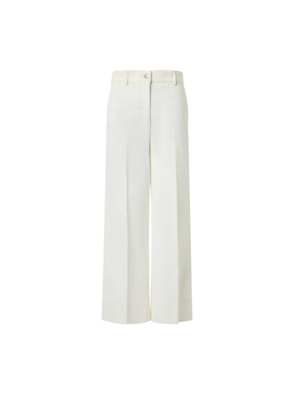 Designer Chiara Cropped Wide Leg Hose mit hoher Taille aus Denim - Ecru