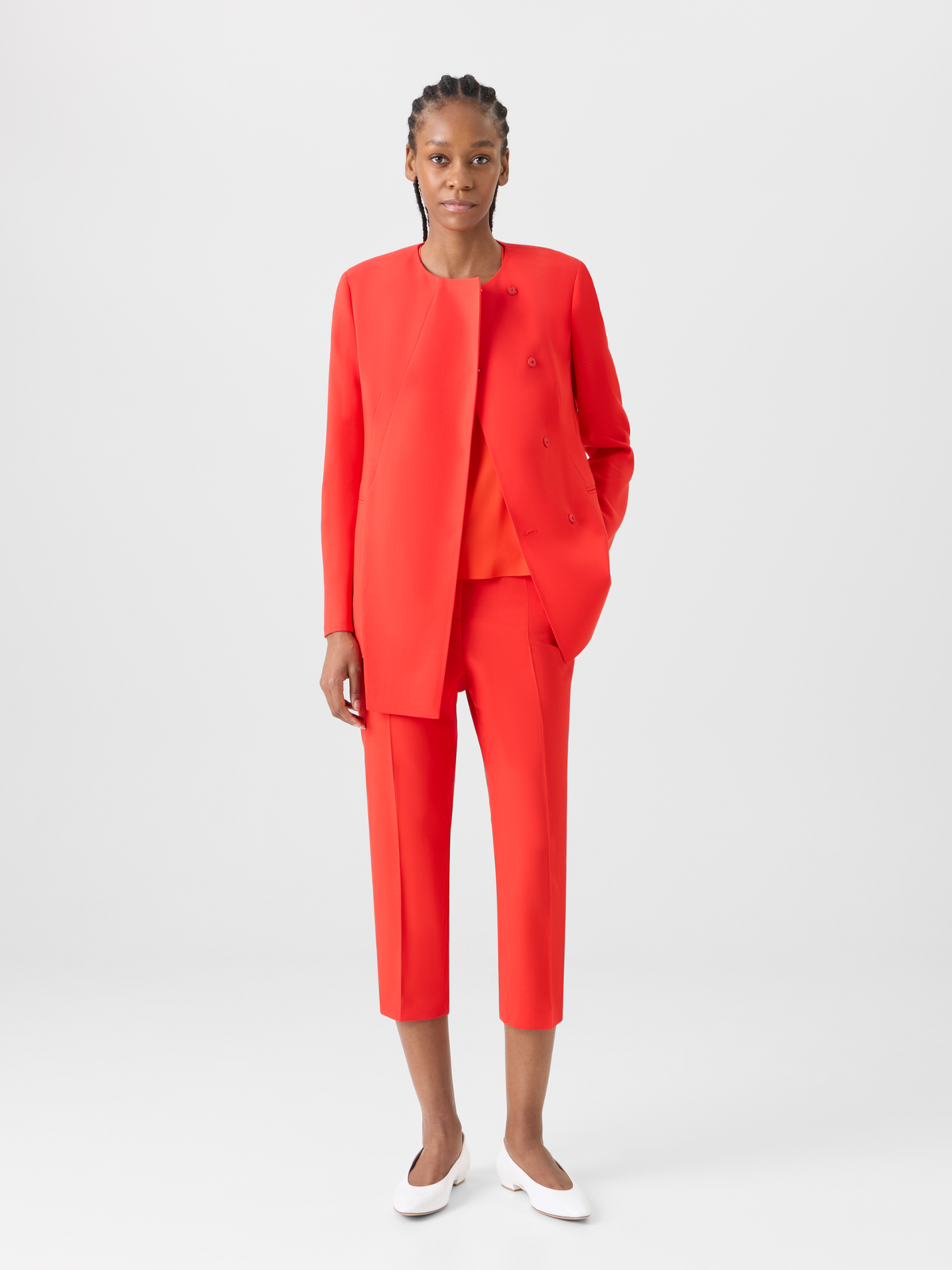 Designer Flavi schmale Caprihose aus Woll-Doubleface - Rot #editorial