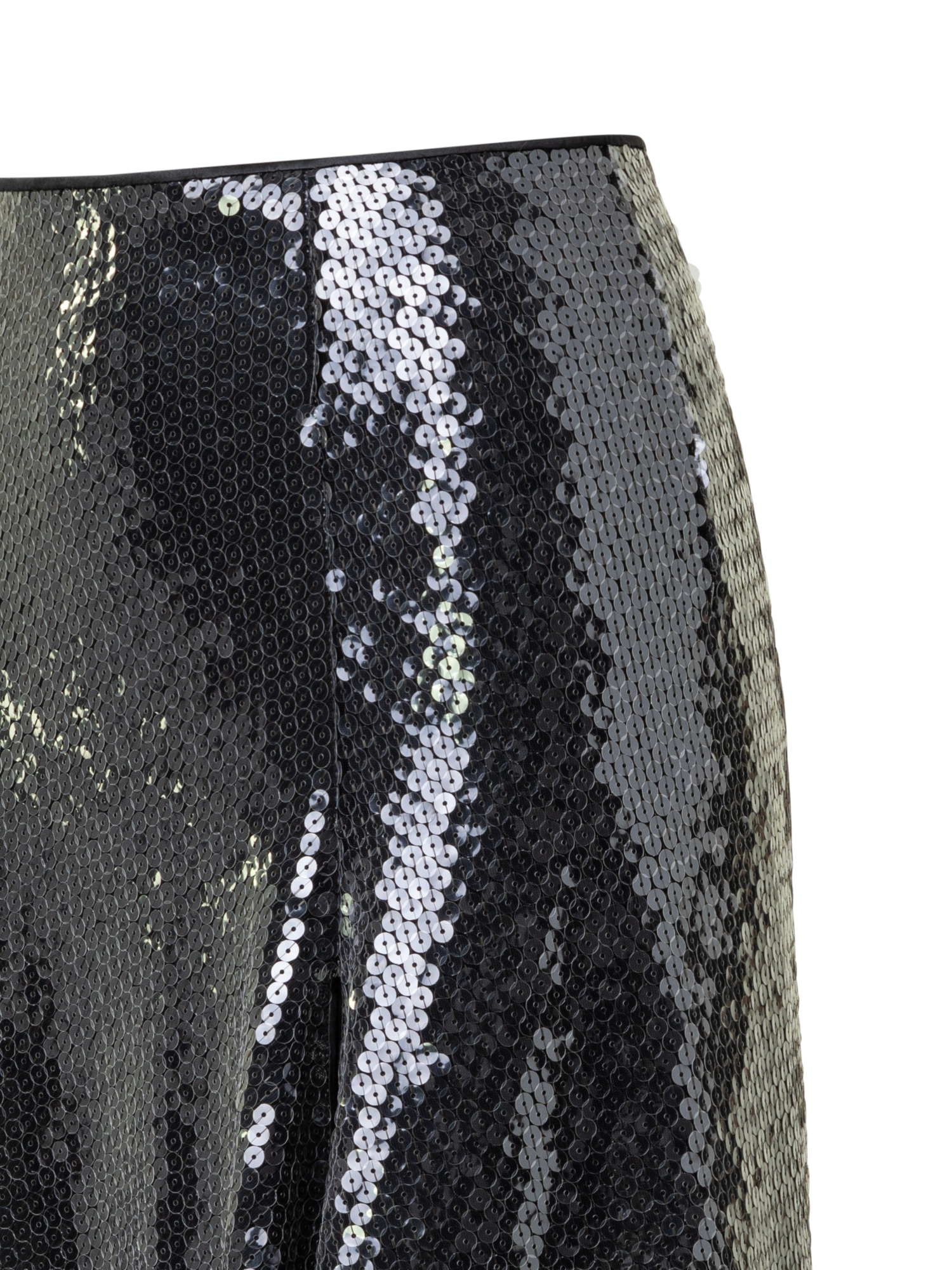 Designer Midirock mit allover Pailletten in A-Linie - Schwarz