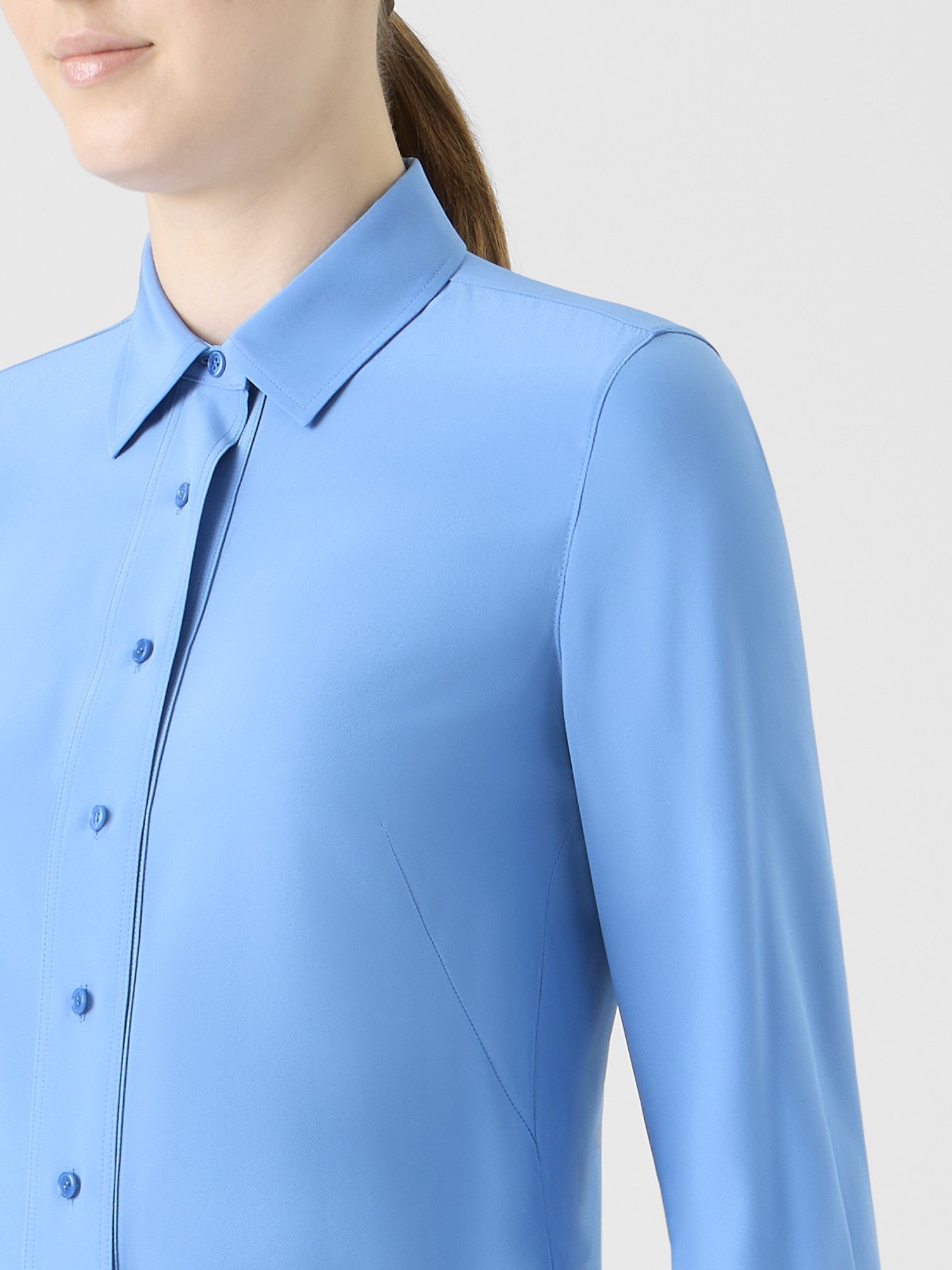 Designer Tunikabluse aus Seidenkrepp - Blau 