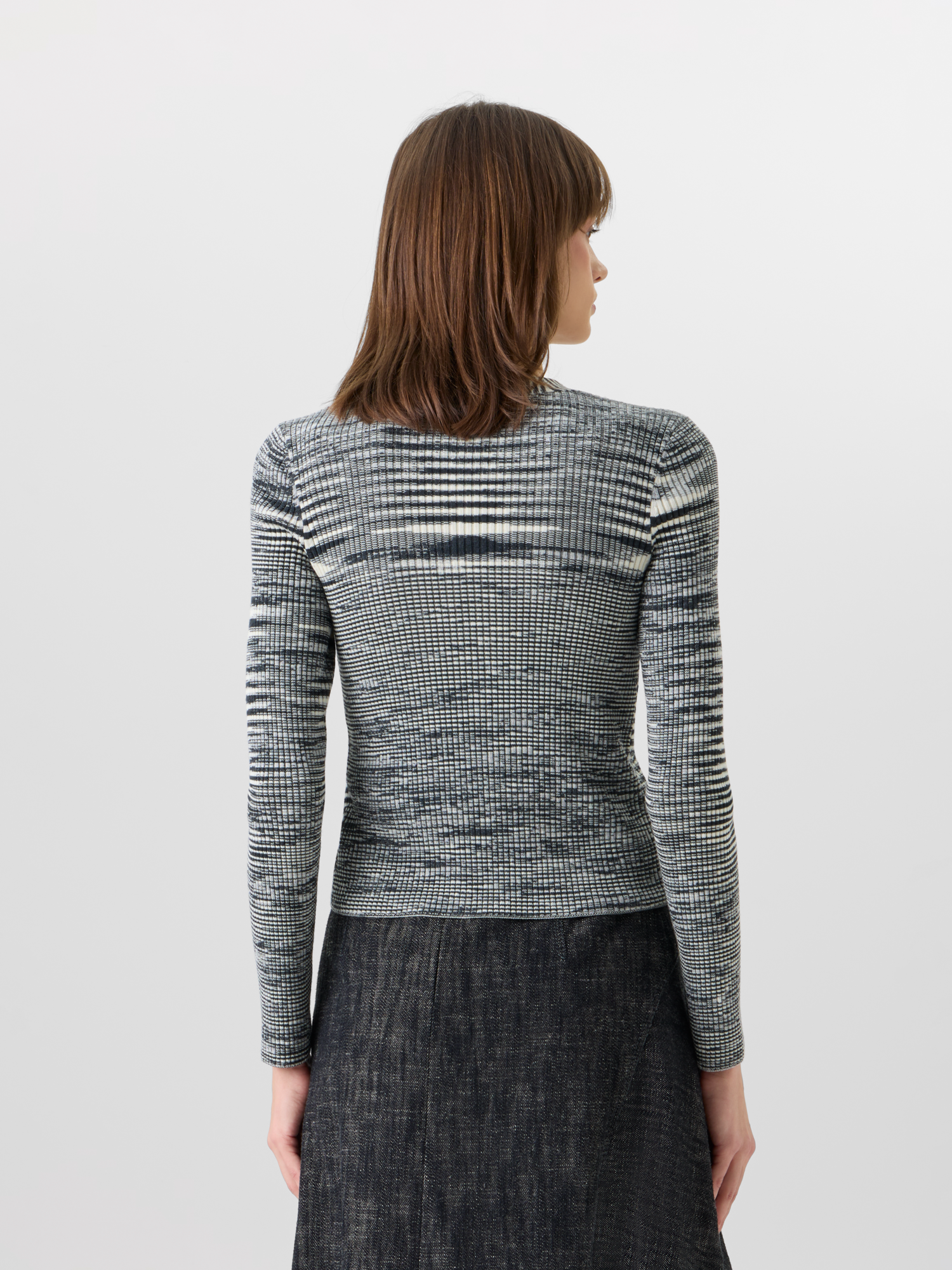 Designer Langärmelige Strickjacke aus Merinowolle - Grau 