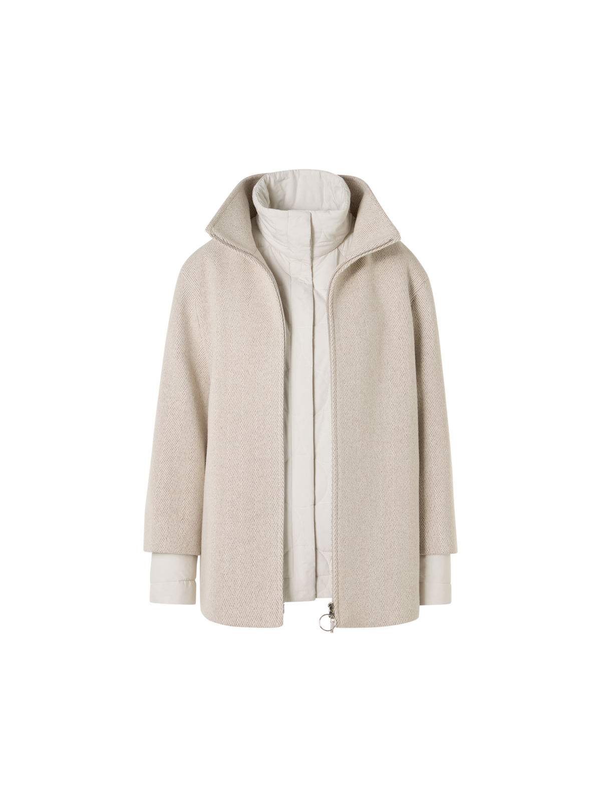 Designer Zwei-in-Eins-Mantel mit Dot Stepplage - Beige