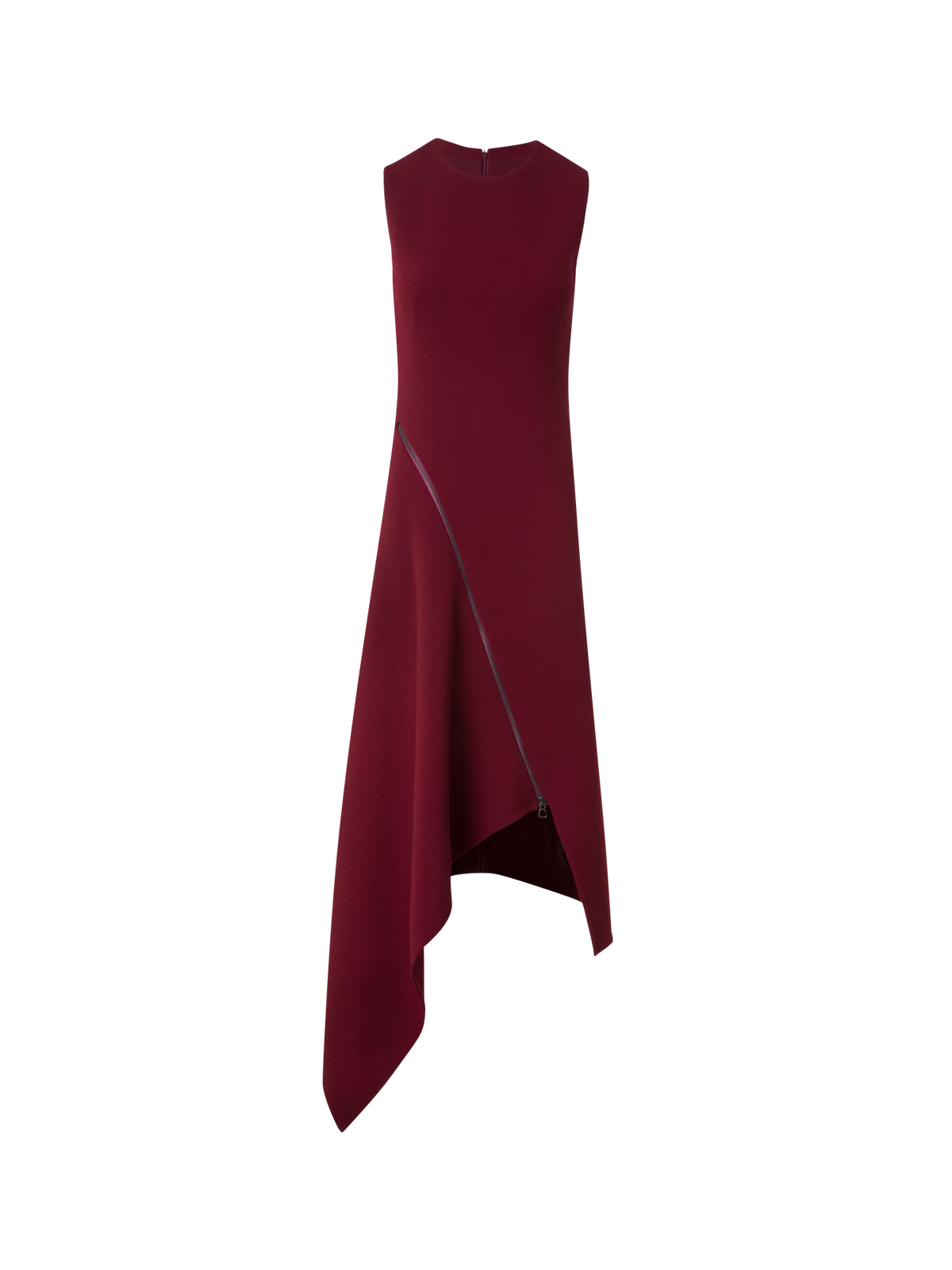 Designer Asymmetrisches Kleid aus Woll-Doubleface - Rot