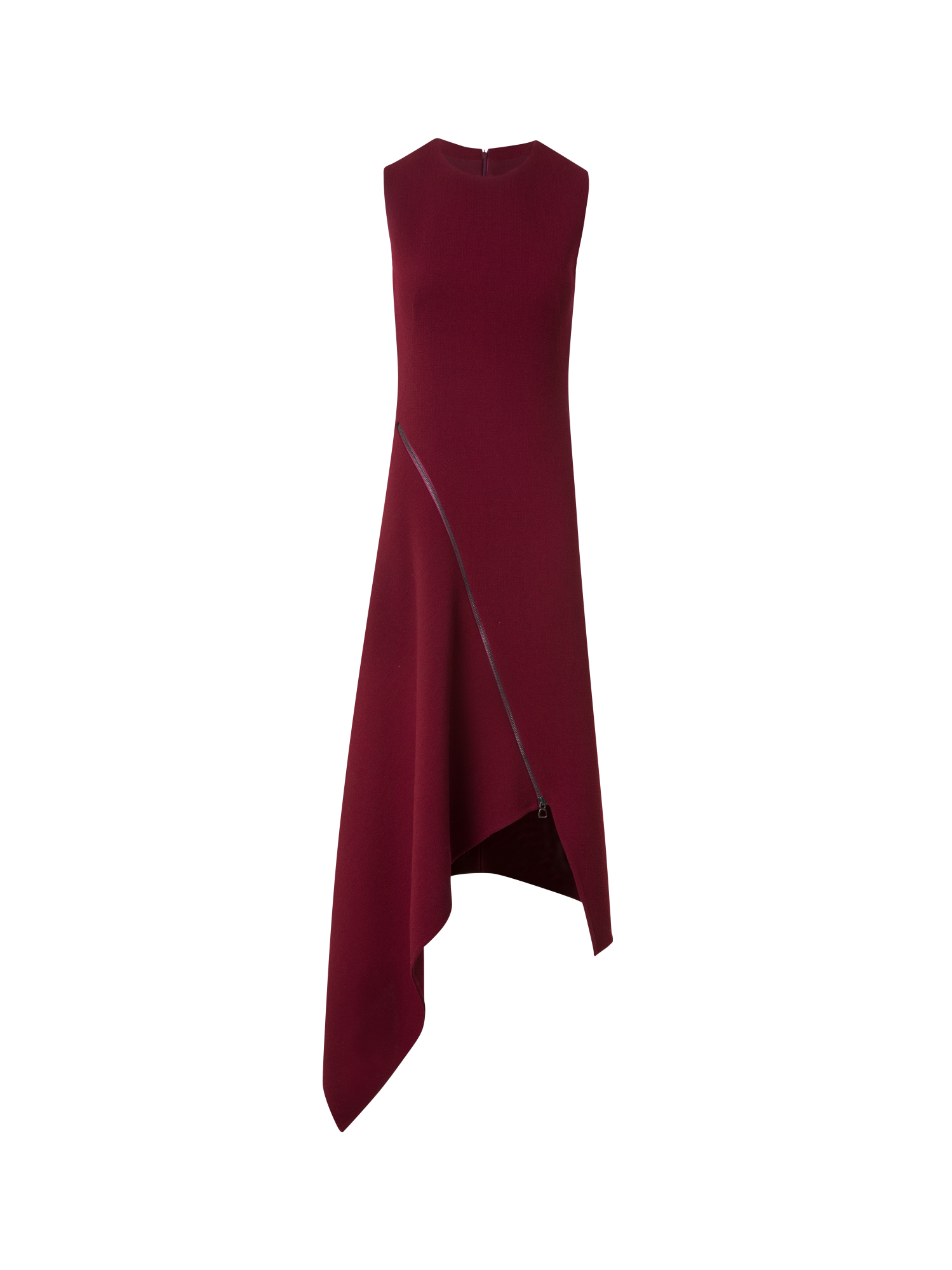 Designer Asymmetrisches Kleid aus Woll-Doubleface - Rot