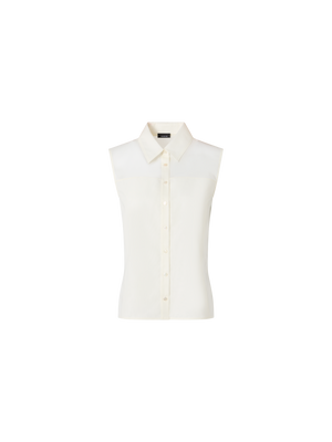 Designer Ärmellose Bluse aus Baumwollvoile - Ecru