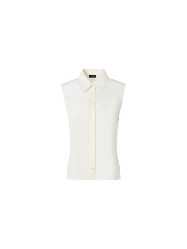Designer Ärmellose Bluse aus Baumwollvoile - Ecru