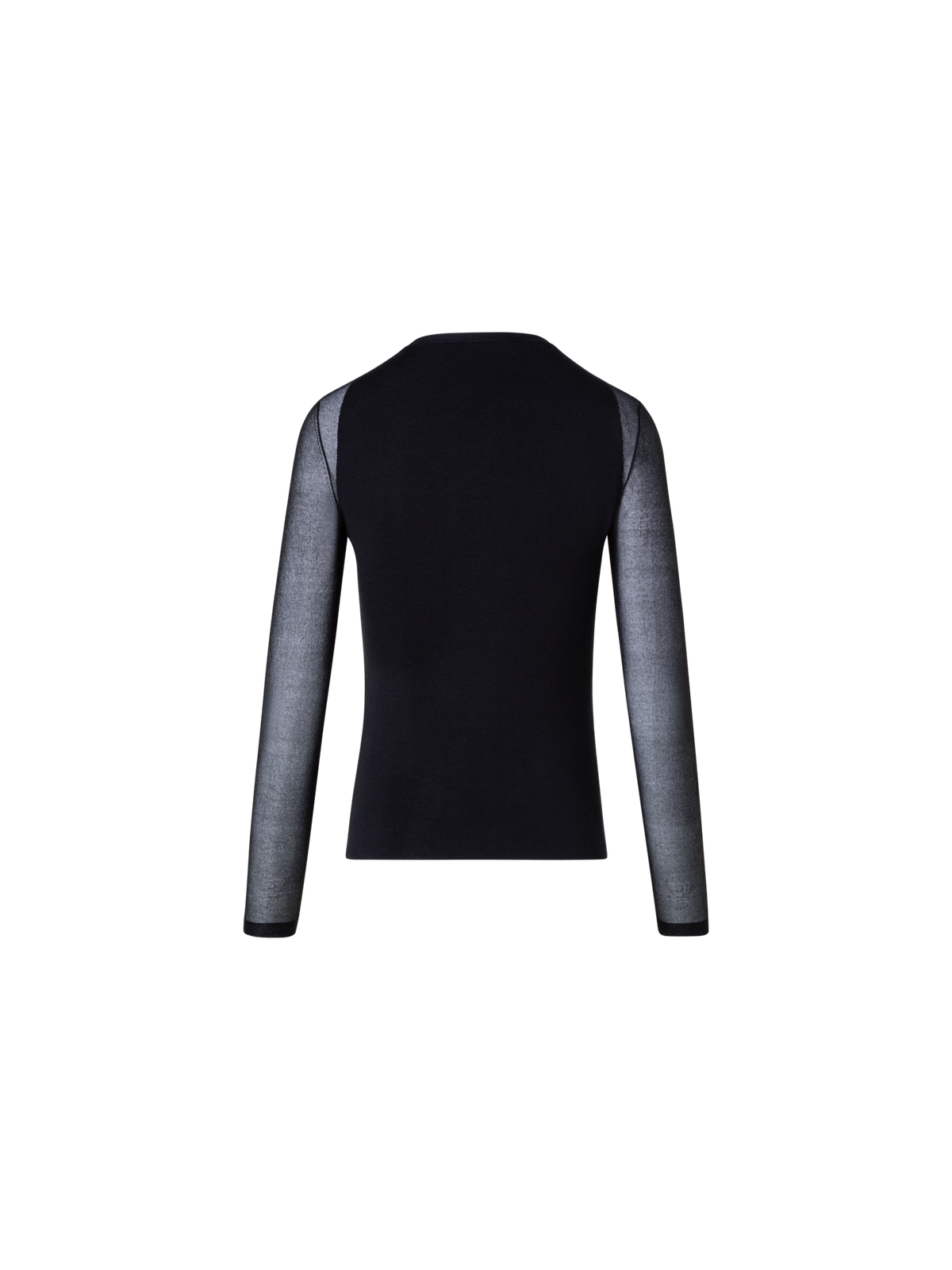 Designer Seidenpullover mit transp. Ausschnitt & Ärmeln - Schwarz