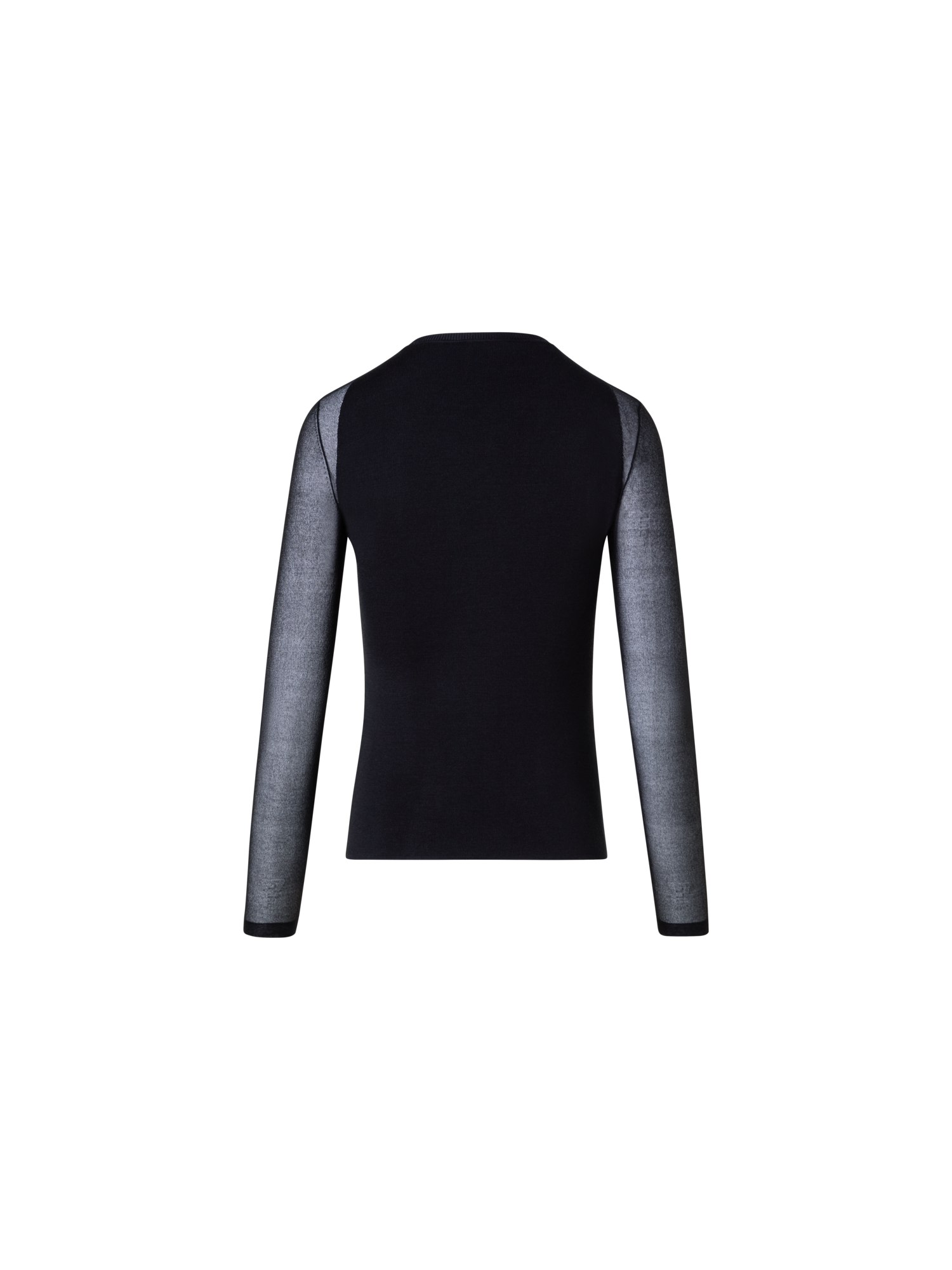 Designer Seidenpullover mit transp. Ausschnitt & Ärmeln - Schwarz