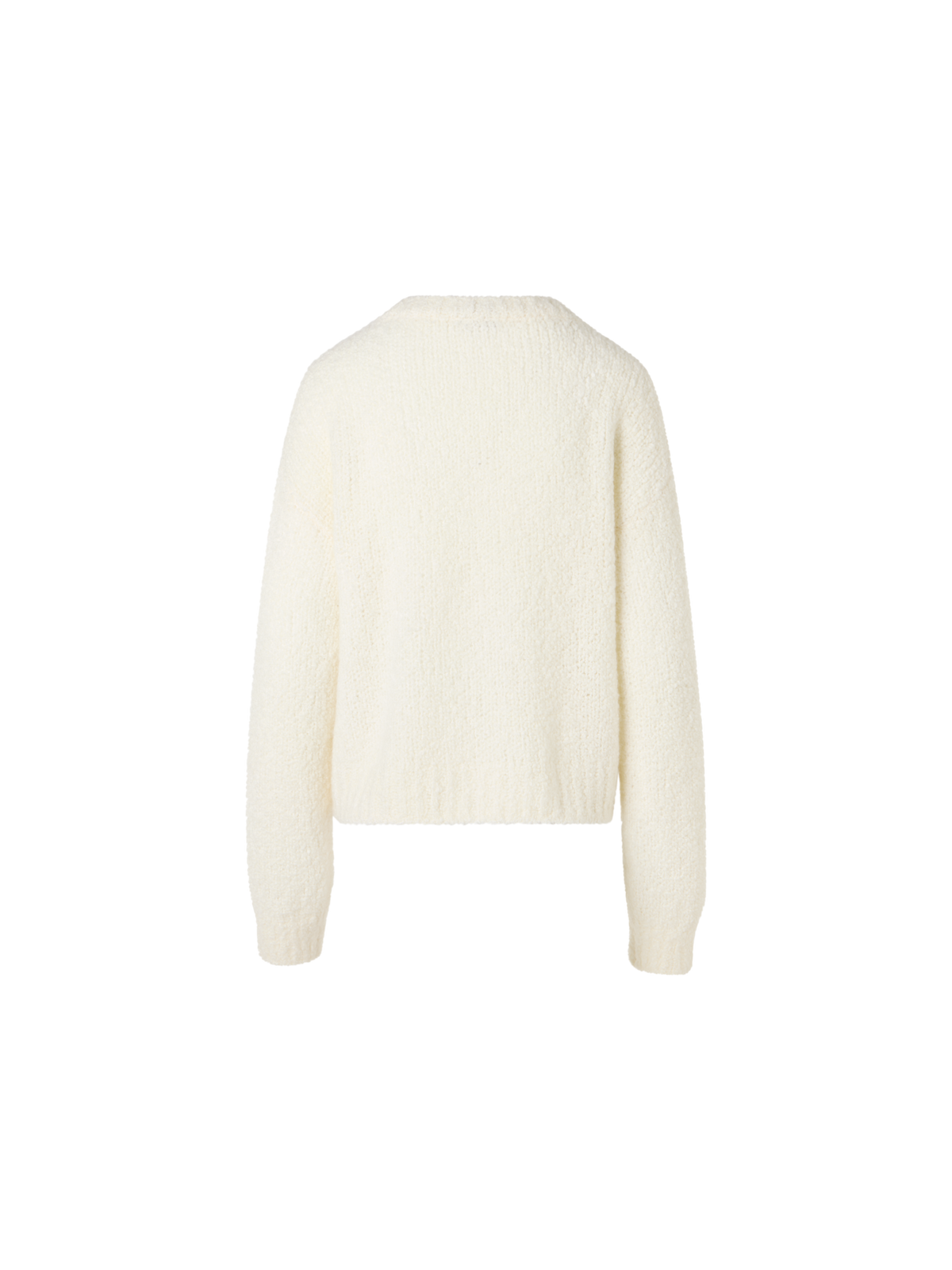 Designer Langärmeliger Strickpullover aus Kaschmir-Seide-Bouclé - Ecru