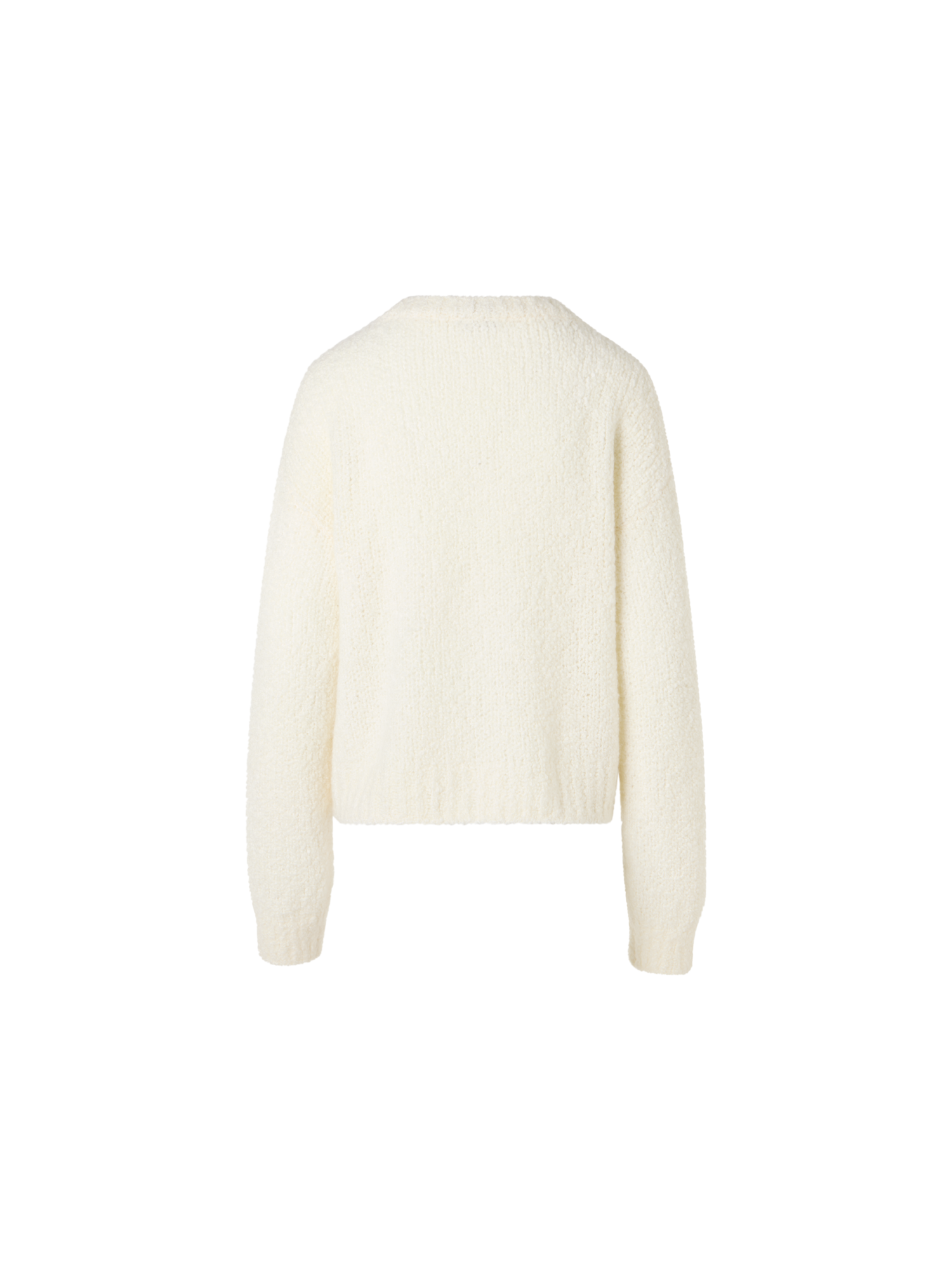 Designer Langärmeliger Strickpullover aus Kaschmir-Seide-Bouclé - Ecru