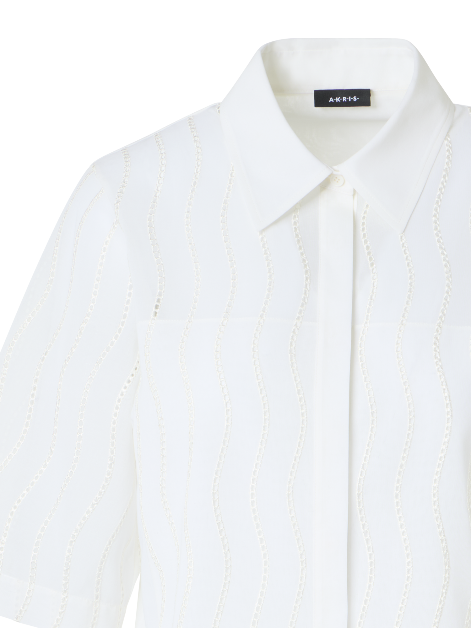 Designer Bestickte kastige Baumwollbluse - Ecru