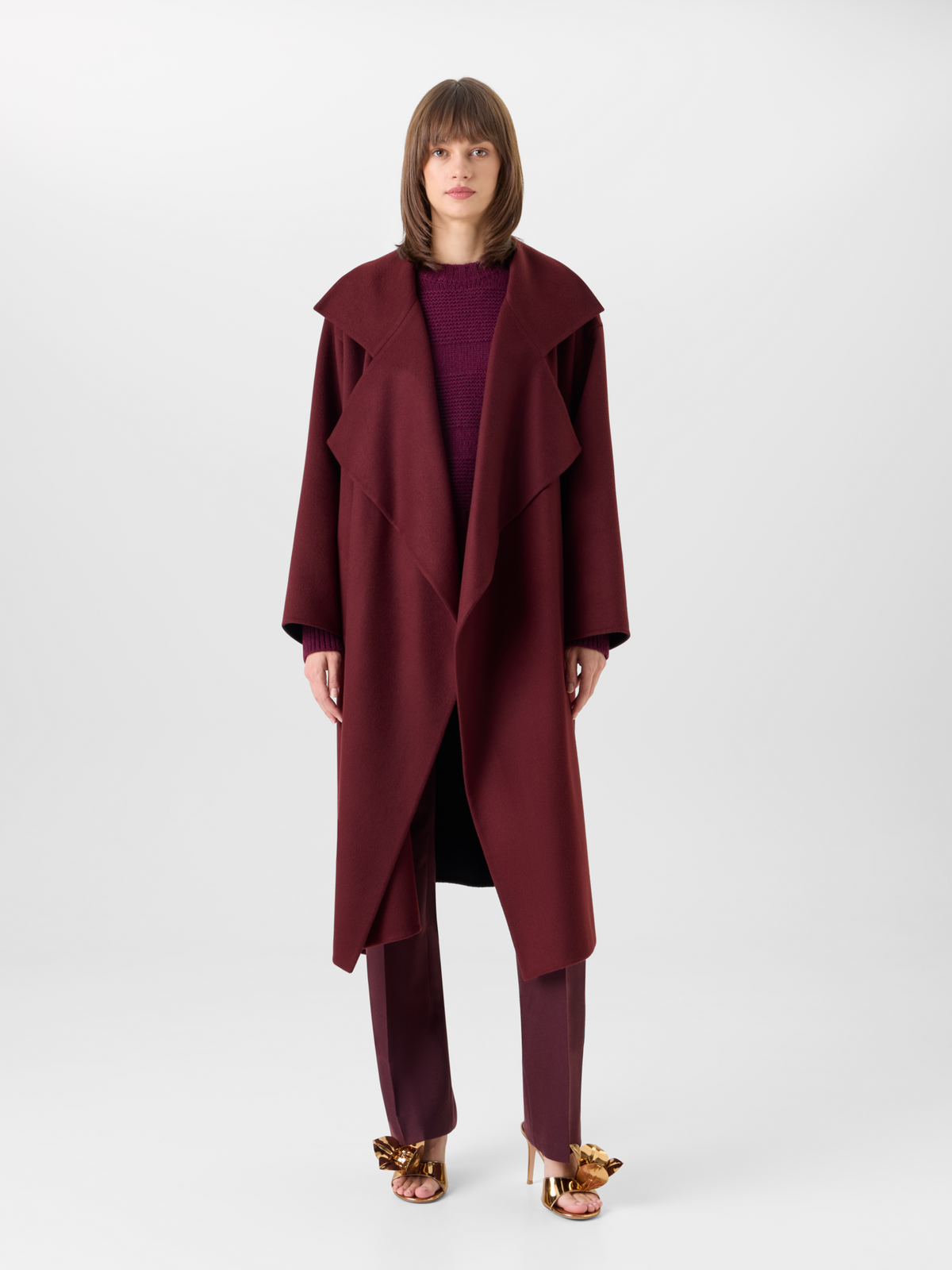 Designer Wickelmantel aus Kaschmir-Double-Face - Rot 