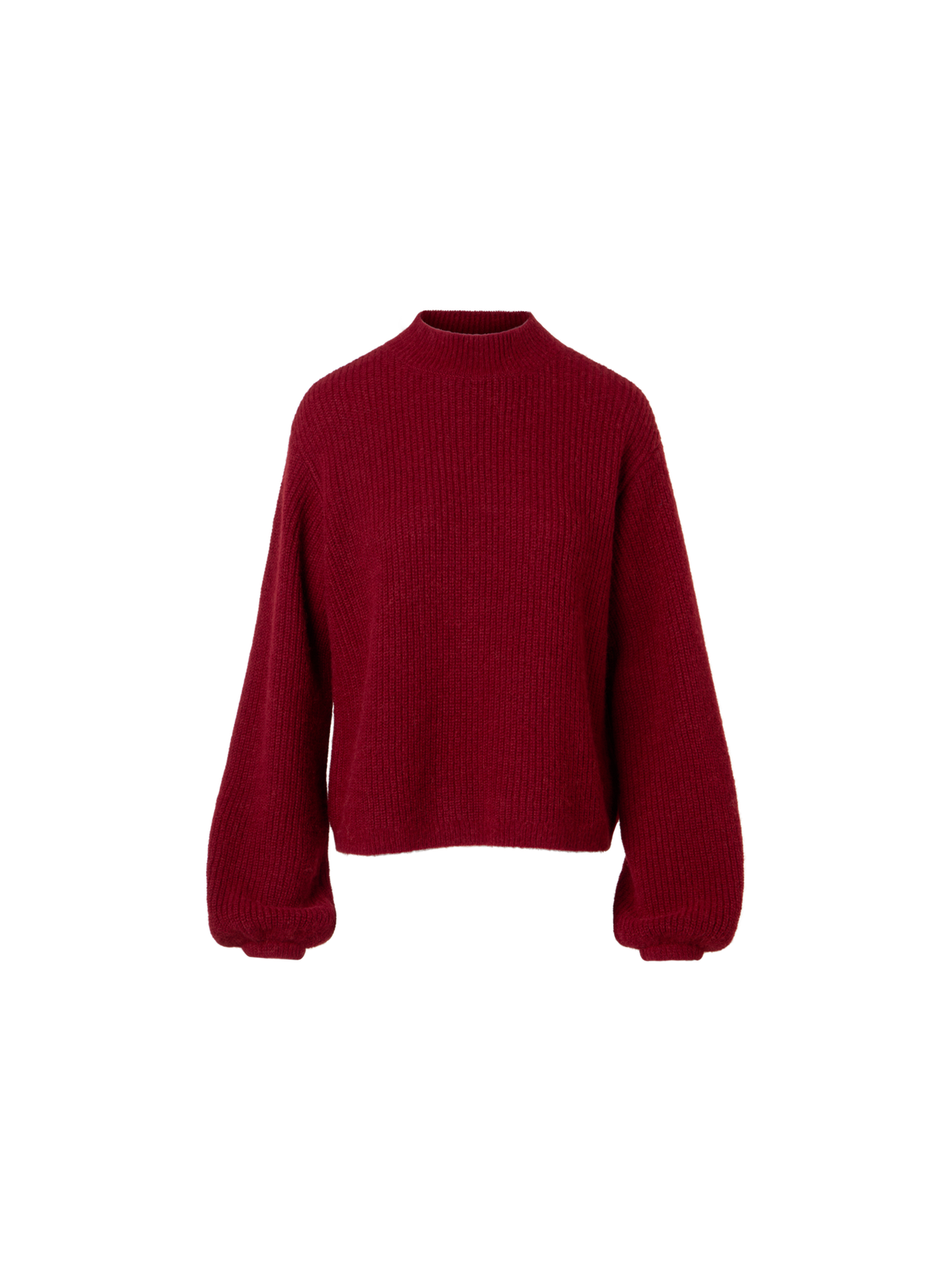 Designer Alpaka Wolle Strick Pullover mit weitem Ärmel - Rot