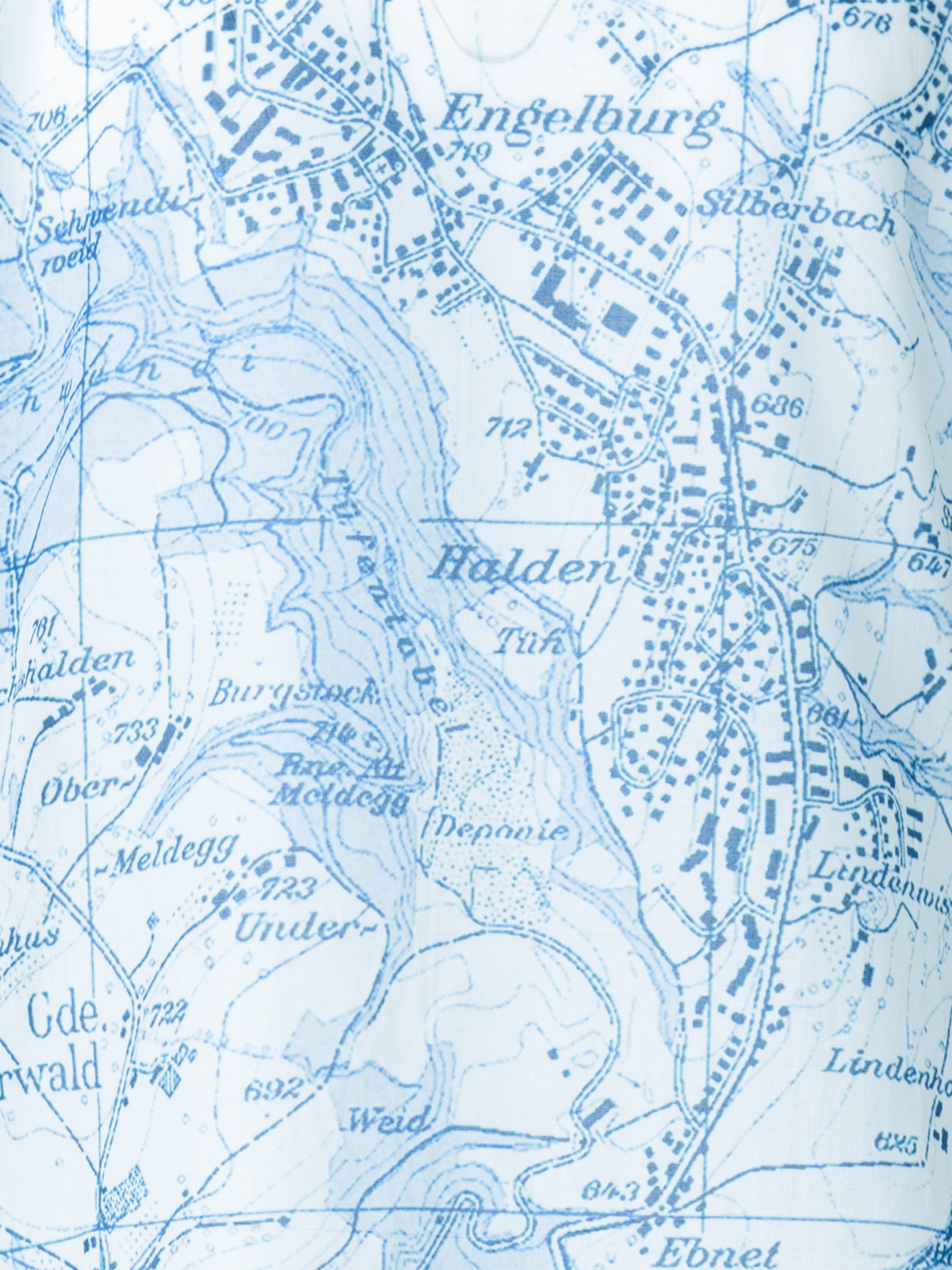 Designer Tunikabluse mit St. Gallen Map Druck - Blau - Bunt