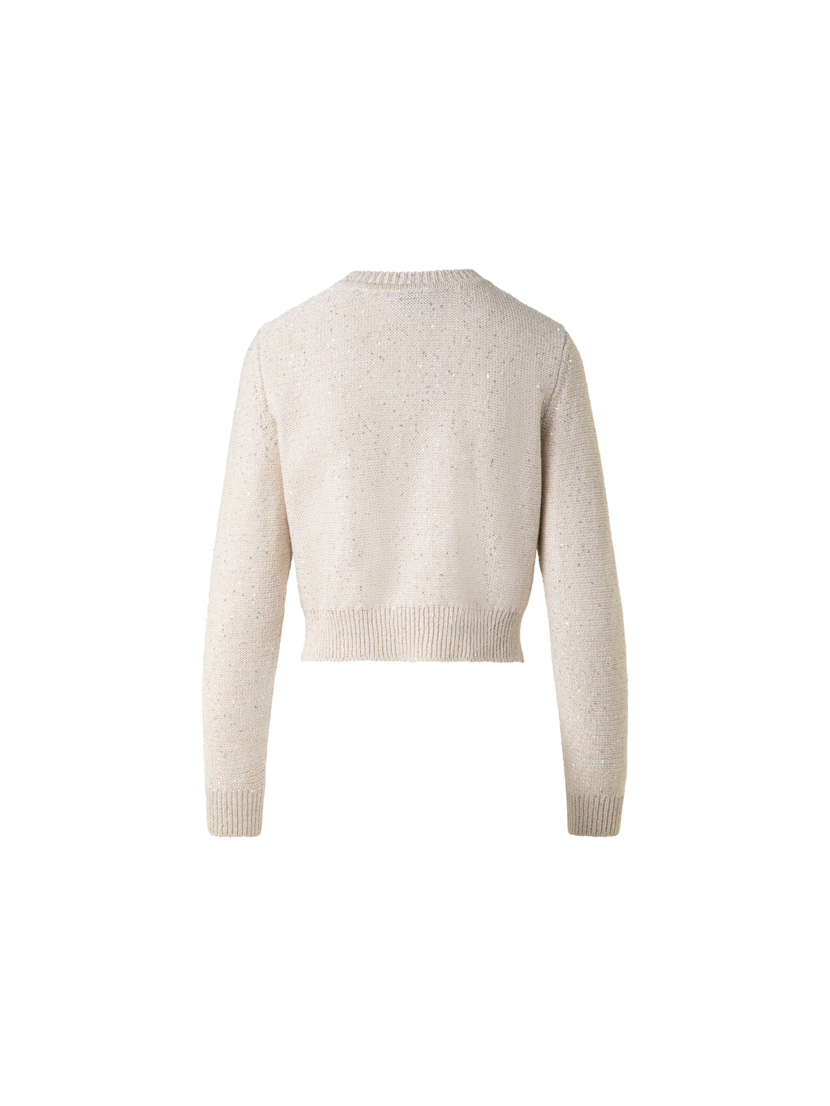 Designer Leinen-Baumwoll-Cardigan mit Micro-Pailletten - Beige