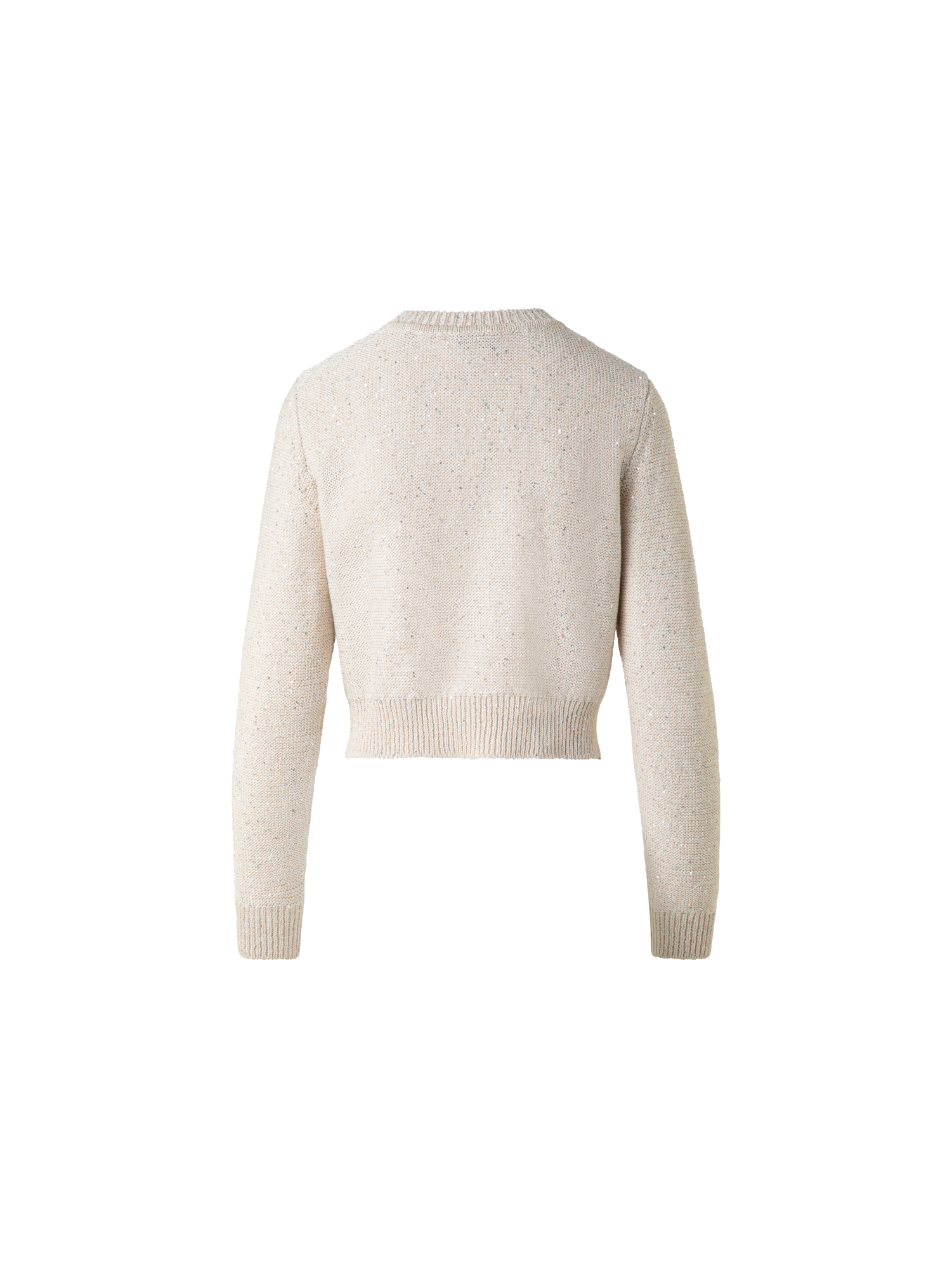 Designer Leinen-Baumwoll-Cardigan mit Micro-Pailletten - Beige