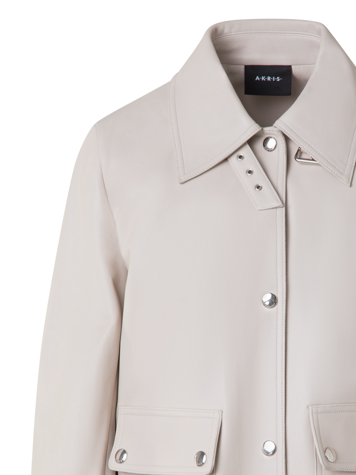 Designer Blouson Lederjacke - Grau - Beige