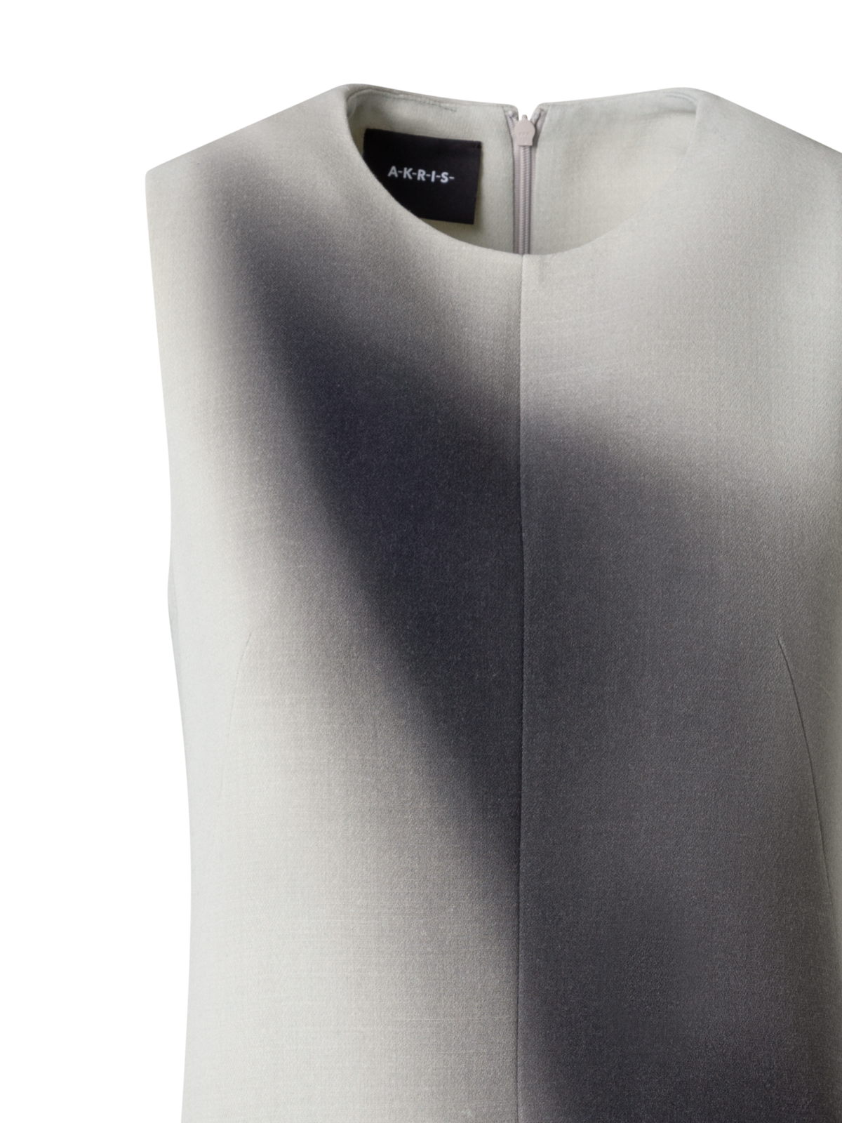 Designer Etuikleid aus Woll-Doubleface mit Shadow Druck - Grau - Bunt