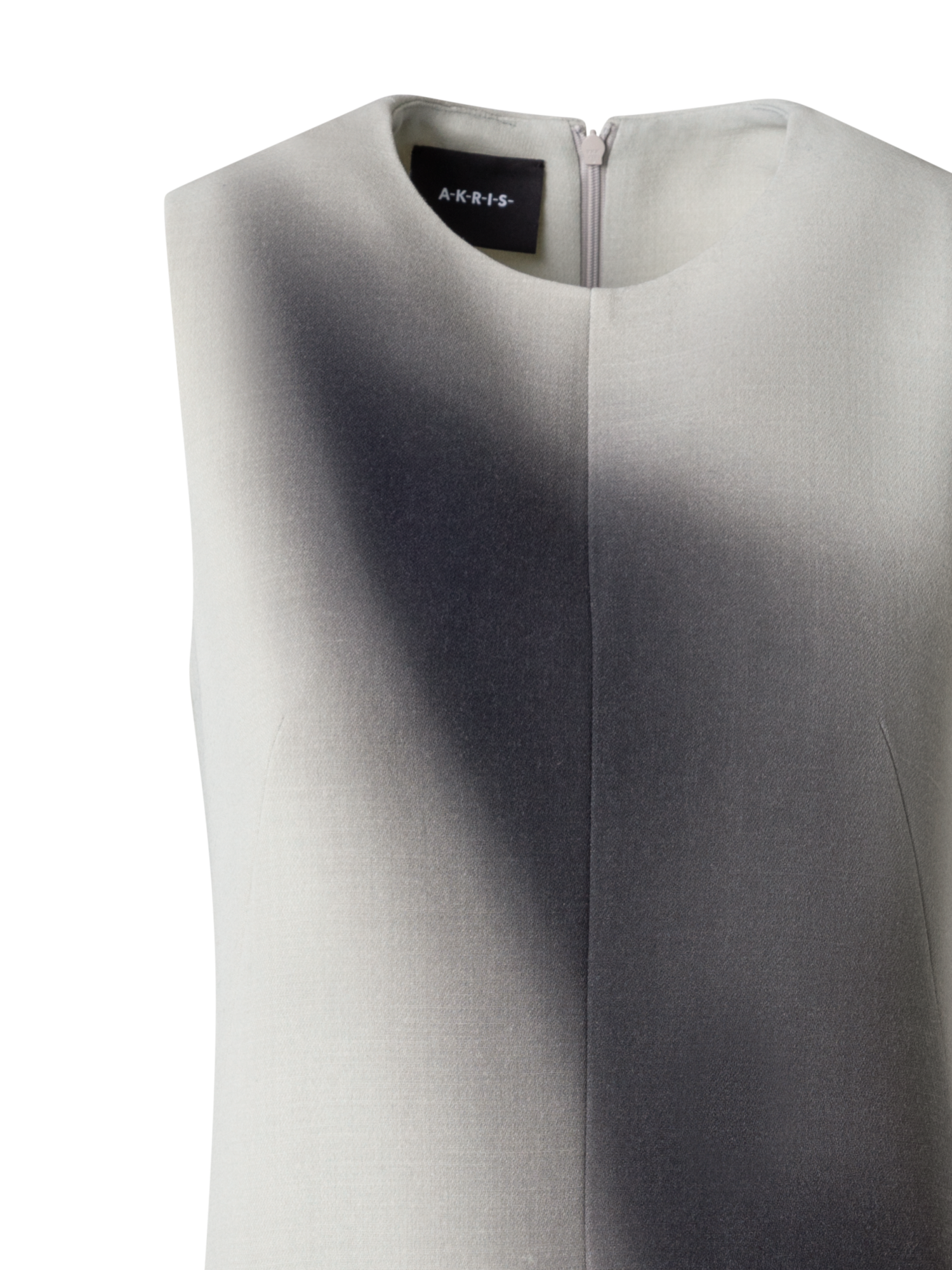 Designer Etuikleid aus Woll-Doubleface mit Shadow Druck - Grau - Bunt