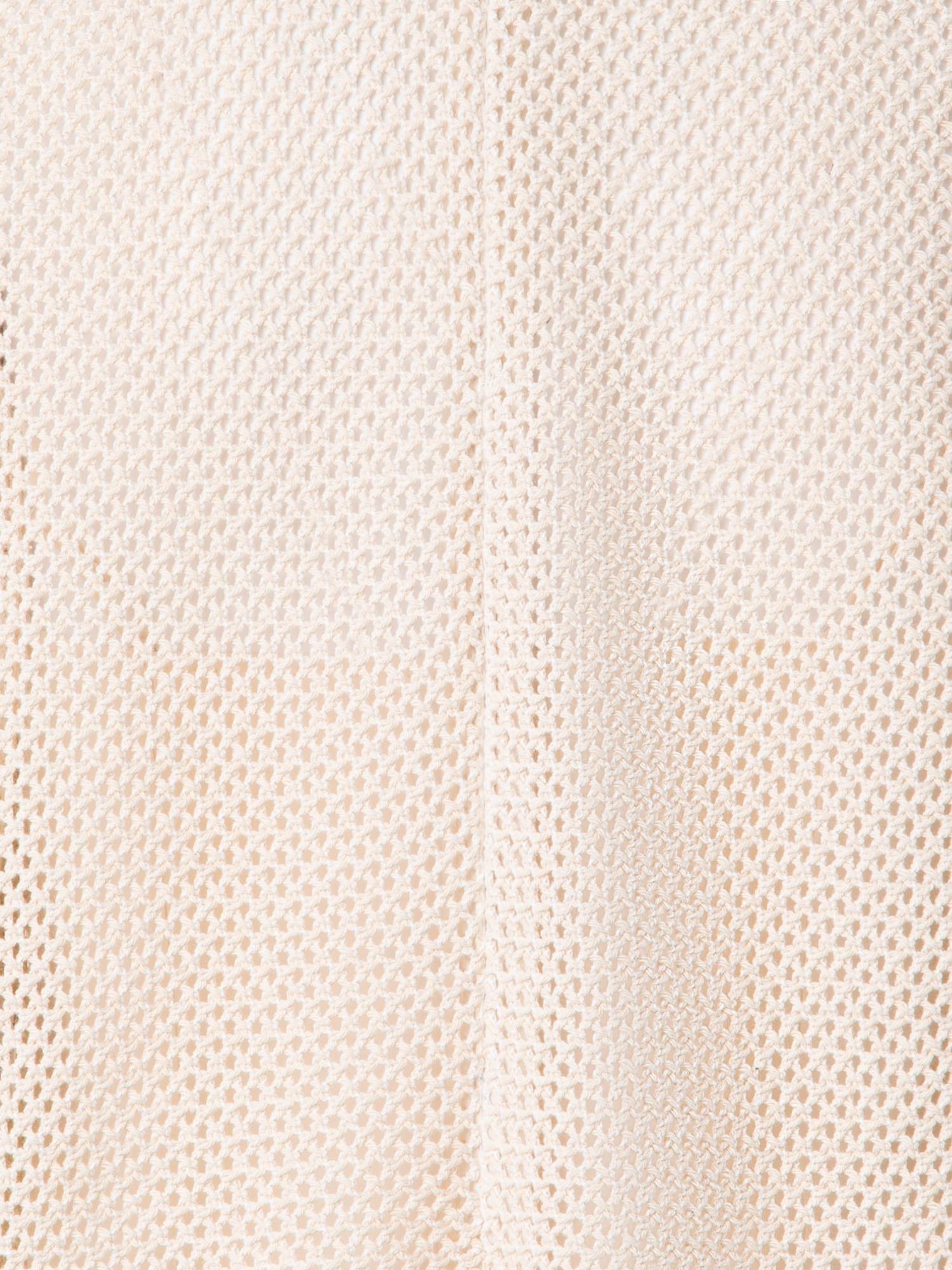 Designer T-Shirt aus Baumwoll-Mesh mit Fransen - Beige